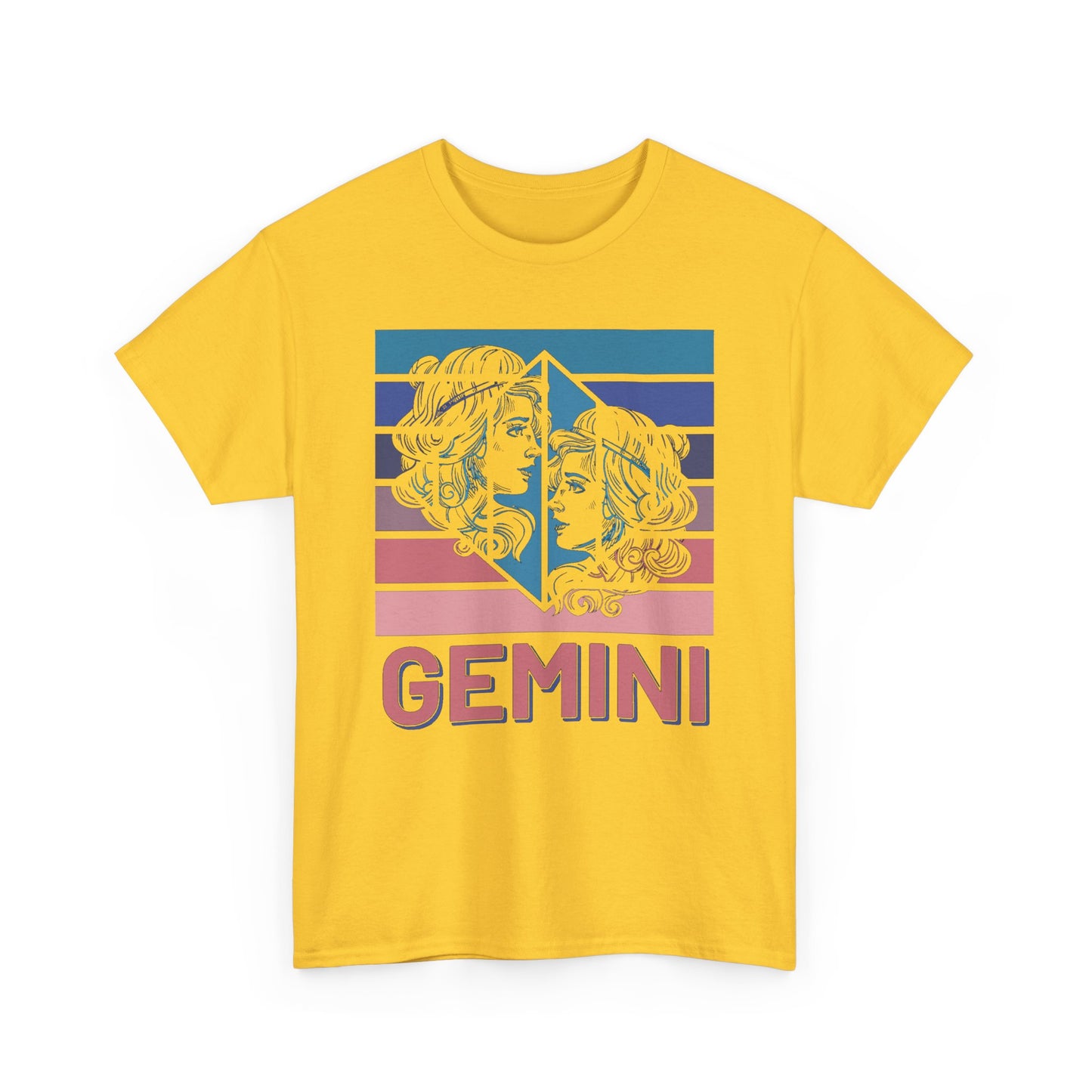 Gemini Zodiac Tee, Unisex Heavy Cotton Shirt for Astrology Lovers, Birthday Gift, Vintage Design, Retro Horoscope Style, Star Sign Apparel