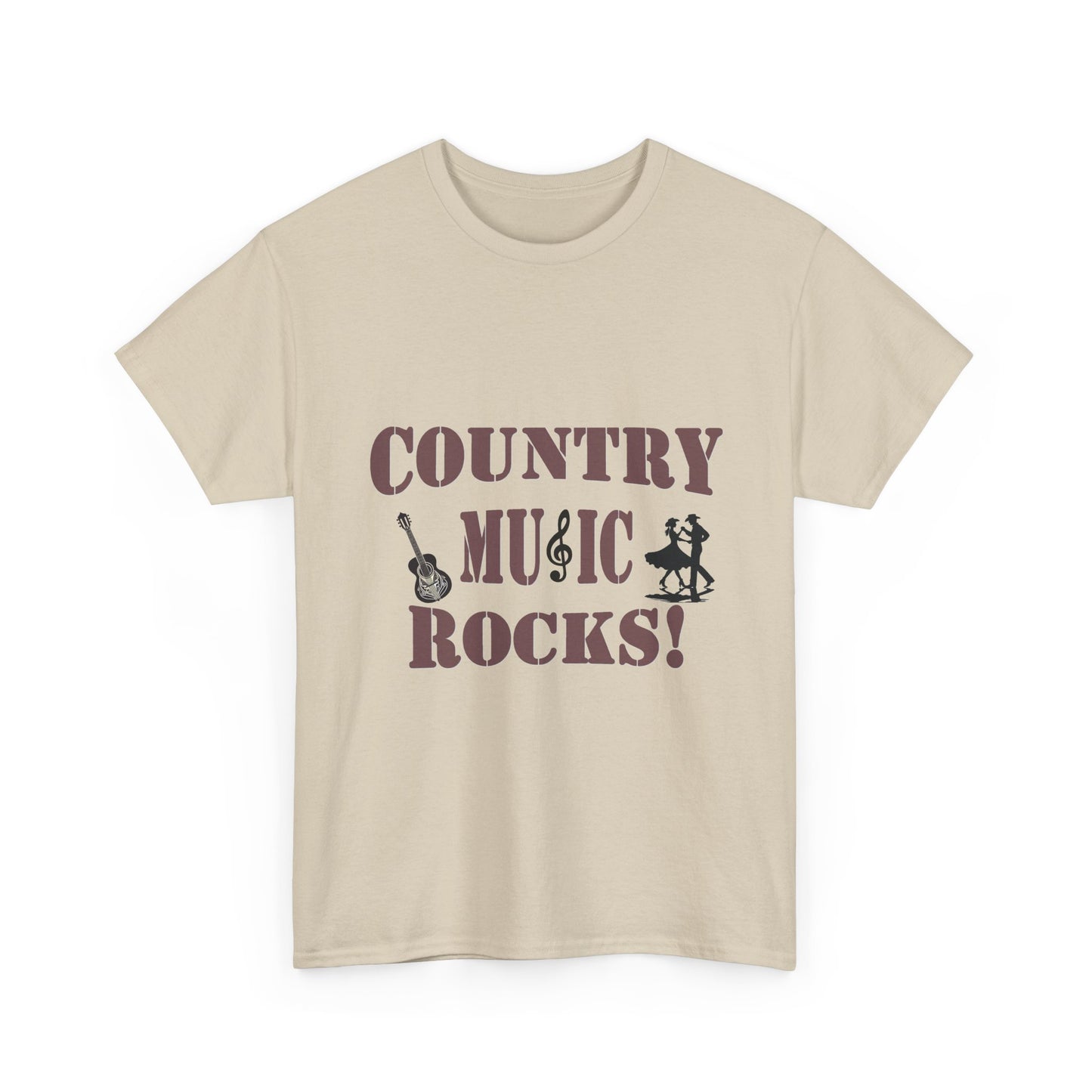 Music Nostalgia Country Music Rocks Unisex Cotton Tee, Artistic Typography Top, Retro Style Graphic Tee
