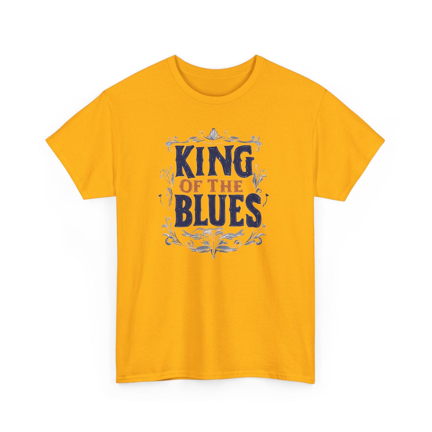 Music Nostalgia King Of The Blues Unisex Cotton Tee, Colorful Retro Style Top, Artistic Typographic Design Shirt
