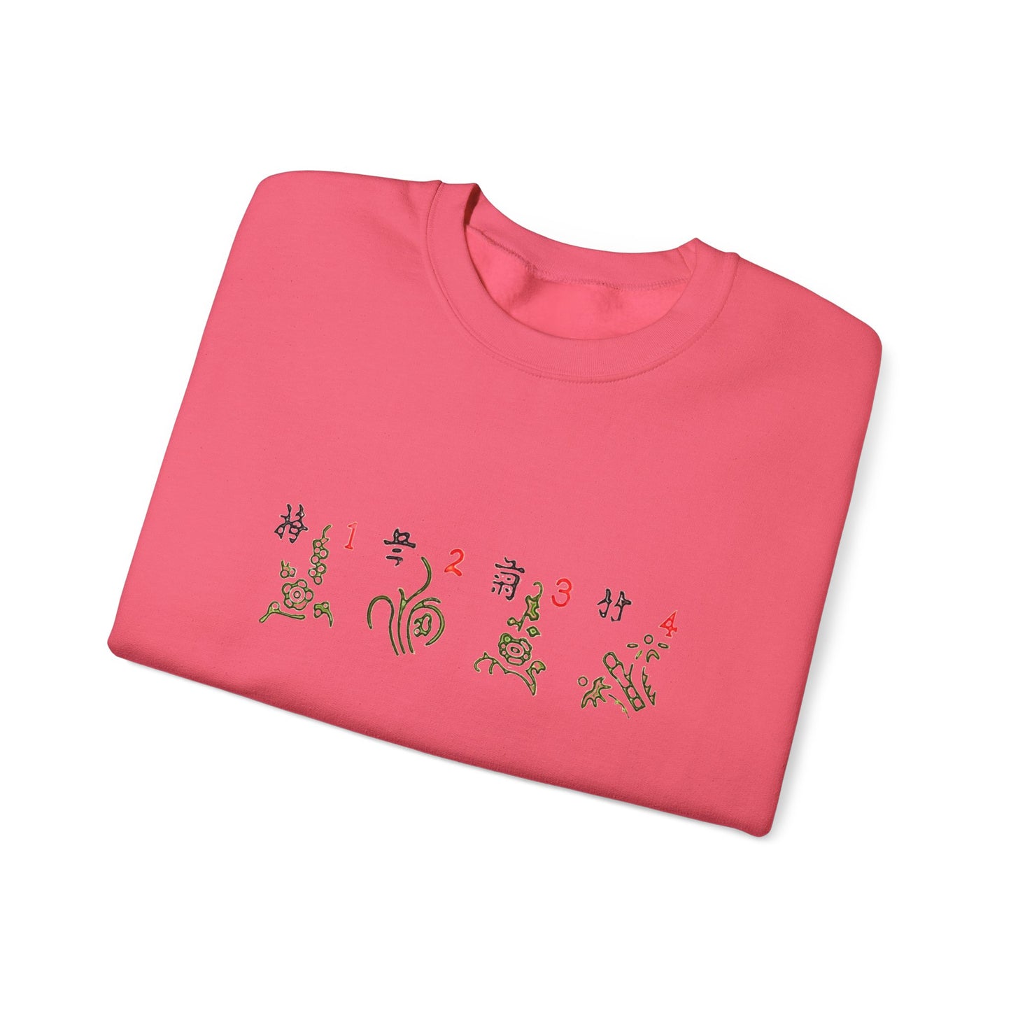 Mahjong Four Seasons Sweatshirt, Chinese Tile Game Design, Elegant Exquisite Sweater, Gift for Game Nights, Unisex Jumper, Winter Holidays