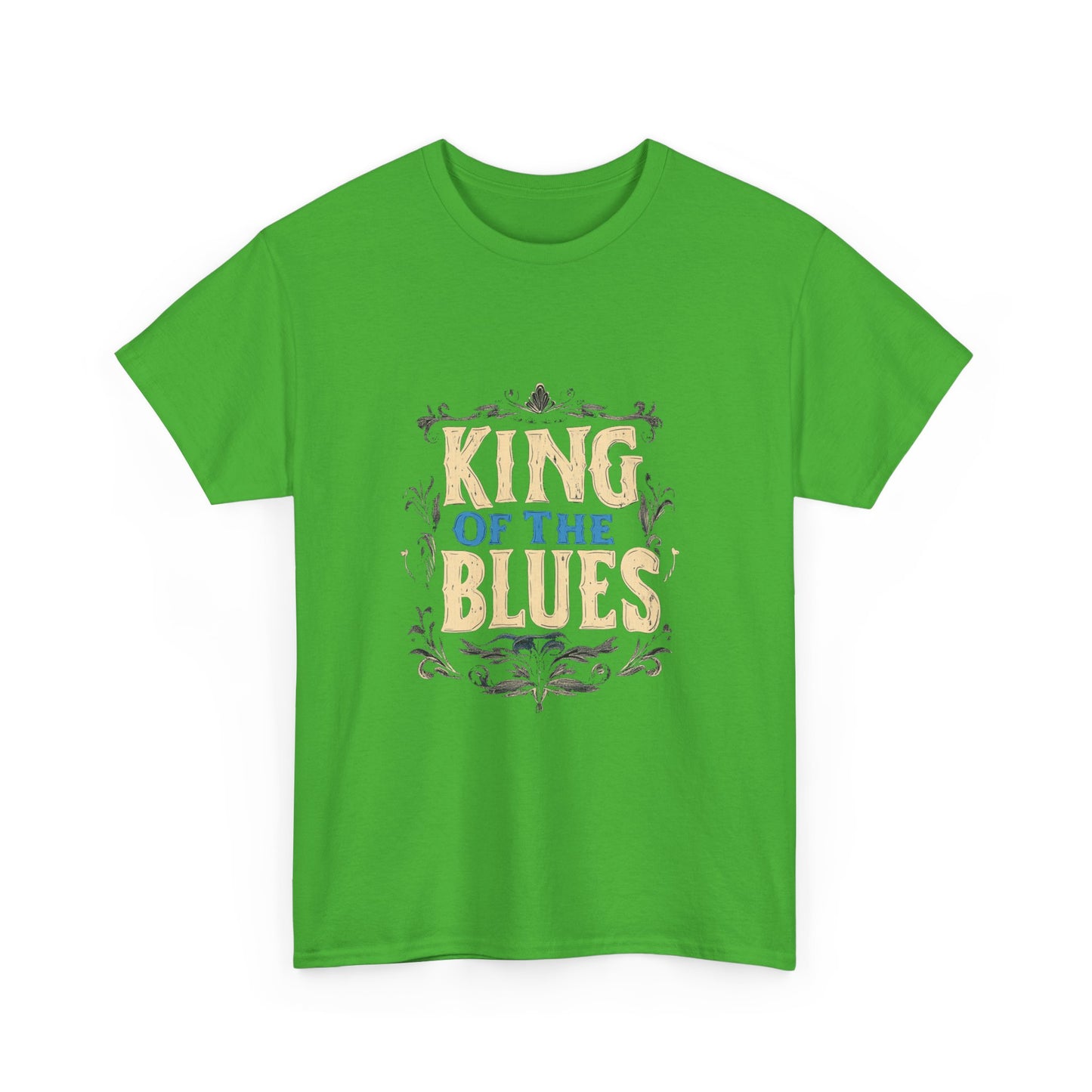 Music Nostalgia King Of The Blues Unisex Cotton Tee, Colorful Retro Style Top, Artistic Typographic Design Shirt