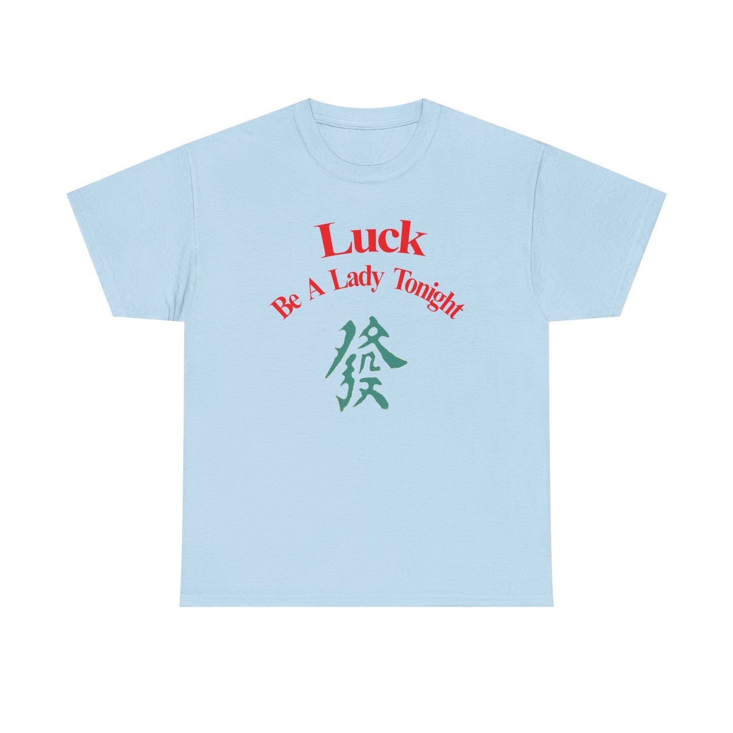 Mahjong Inspired, Luck Be A Lady Tonight Unisex Heavy Cotton Tee, Casual Wear, Green Dragon, Vintage Vibes, Festive T-Shirt, Statement Tee