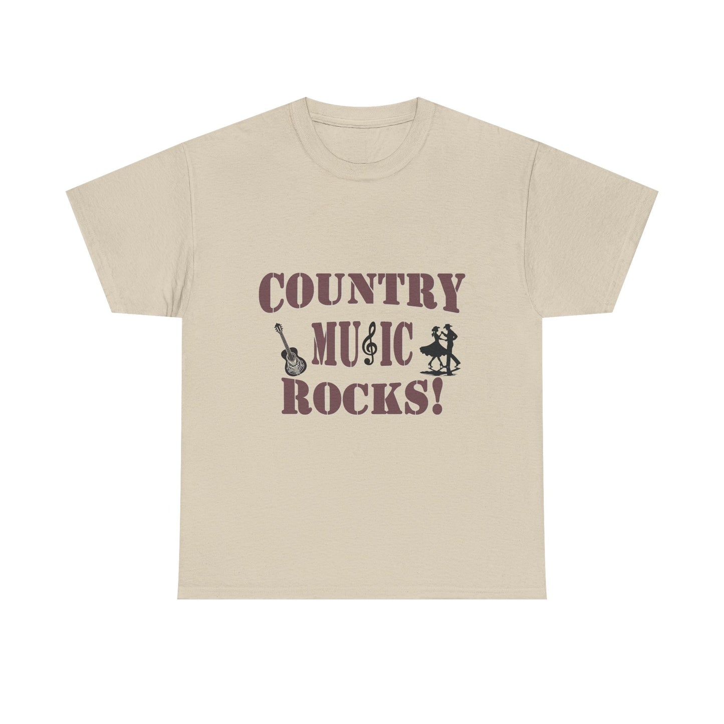 Music Nostalgia Country Music Rocks Unisex Cotton Tee, Artistic Typography Top, Retro Style Graphic Tee