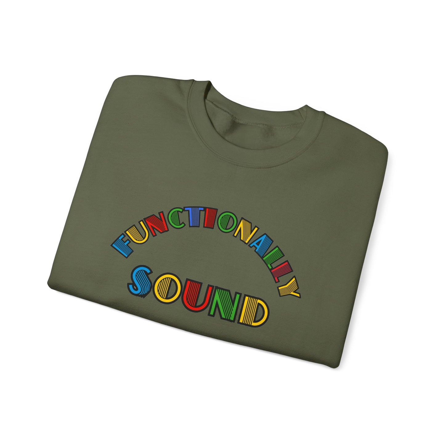 Colorful Typography, 'Functionality Sound' Sweatshirt, Cozy Crewneck, Unisex Gift, Music Lover Apparel, Casual Wear, Birthday Present