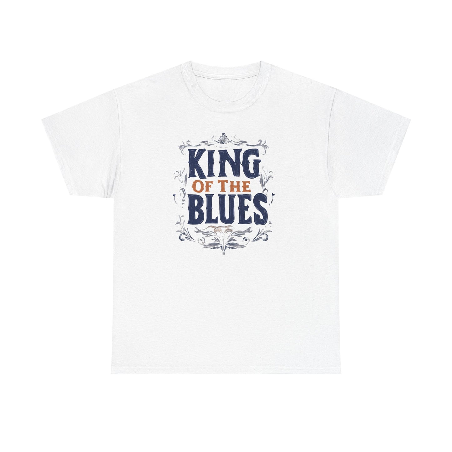 Music Nostalgia King Of The Blues Unisex Cotton Tee, Colorful Retro Style Top, Artistic Typographic Design Shirt