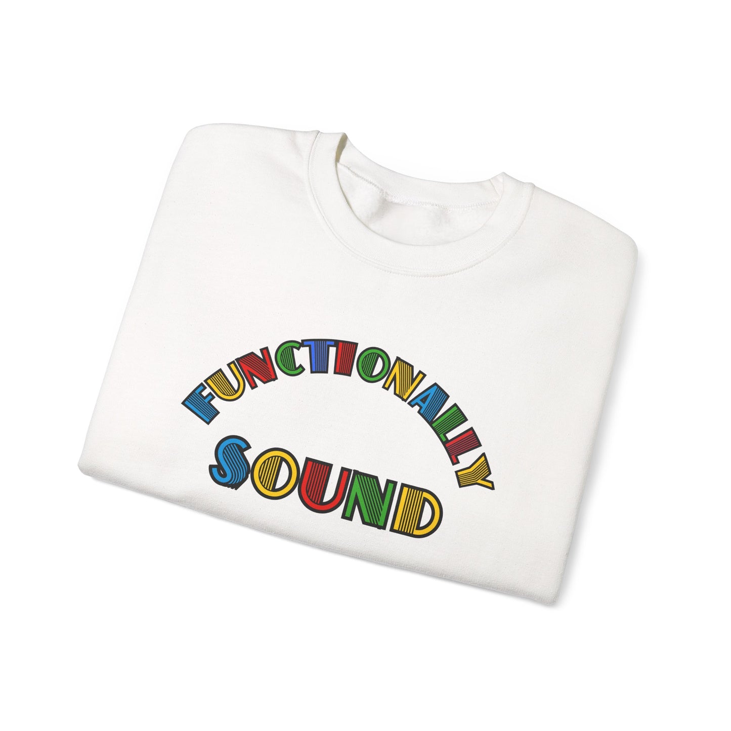 Colorful Typography, 'Functionality Sound' Sweatshirt, Cozy Crewneck, Unisex Gift, Music Lover Apparel, Casual Wear, Birthday Present