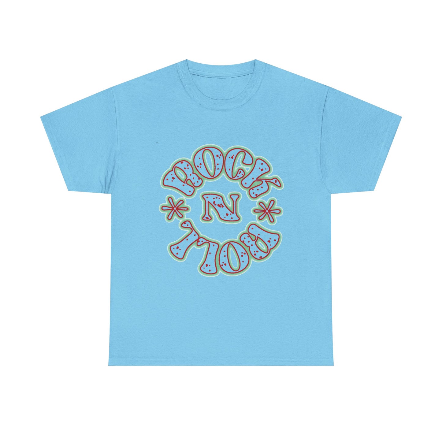 Music Nostalgia Rock N Roll Unisex Cotton Tee, Colorful Boho and Hippie Style Top, Artistic Typographic Design