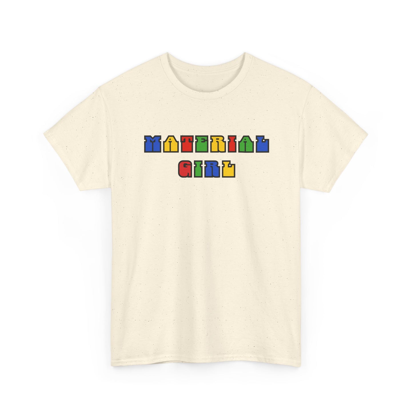 Colorful Typography, Material Girl Unisex cotton Tee, Trendy Shirt, Birthday Gift, Retro 90s Vibe Tee, Everyday Wear, Music Lover Apparel