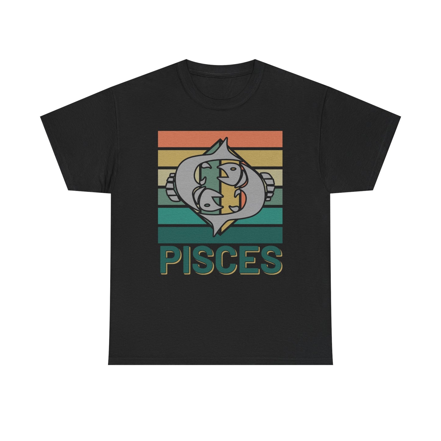 Pisces Tee, Retro Vintage Unisex T-shirt, Astrology Sign Shirt, Zodiac Design Top, Heavy Cotton Clothing, Horoscope Gift