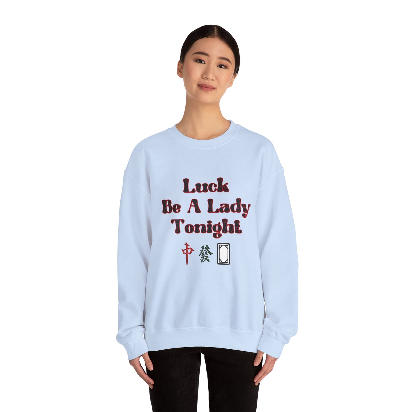 Boho Mahjong Inspired Unisex Sweatshirt, Gambler Metaphor Crewneck Jumper, Luck Be a Lady Pullover, Gift for Gamers, Vintage Style Sweater