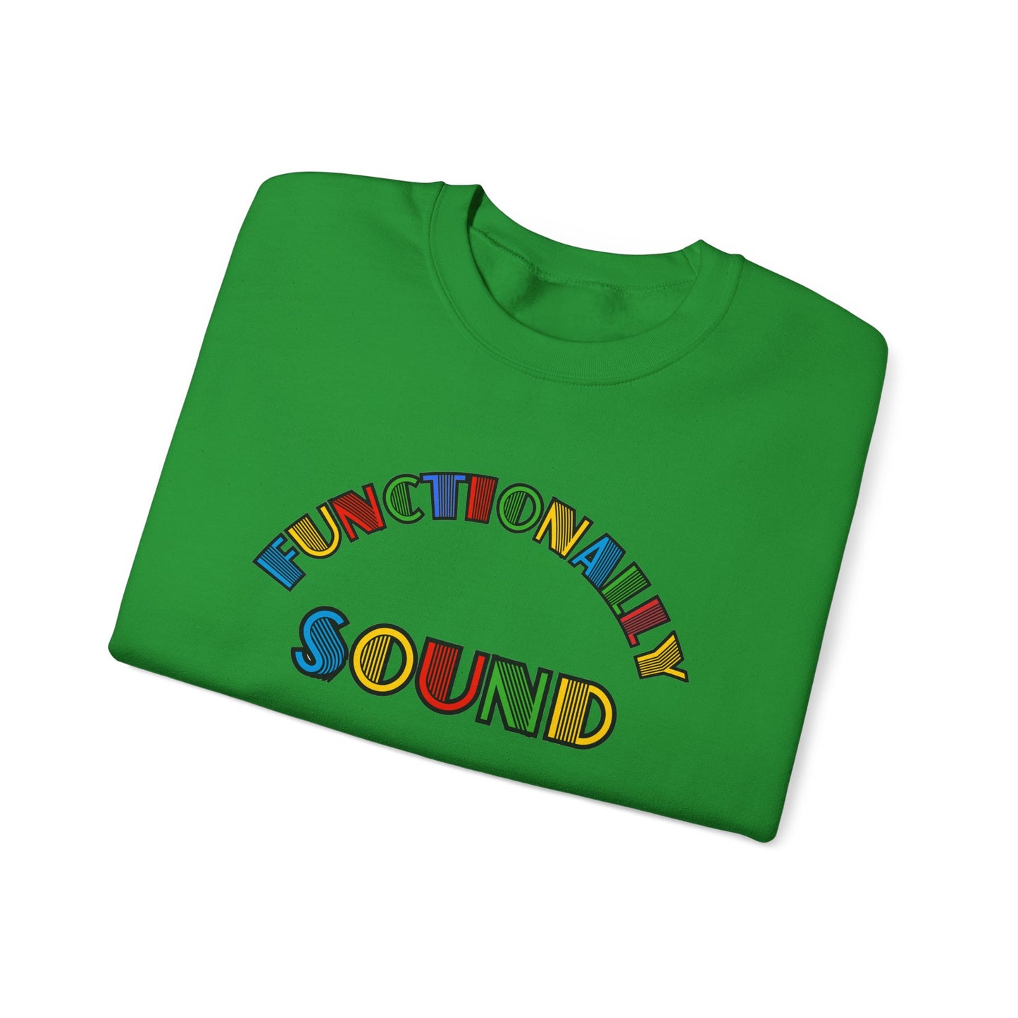 Colorful Typography, 'Functionality Sound' Sweatshirt, Cozy Crewneck, Unisex Gift, Music Lover Apparel, Casual Wear, Birthday Present