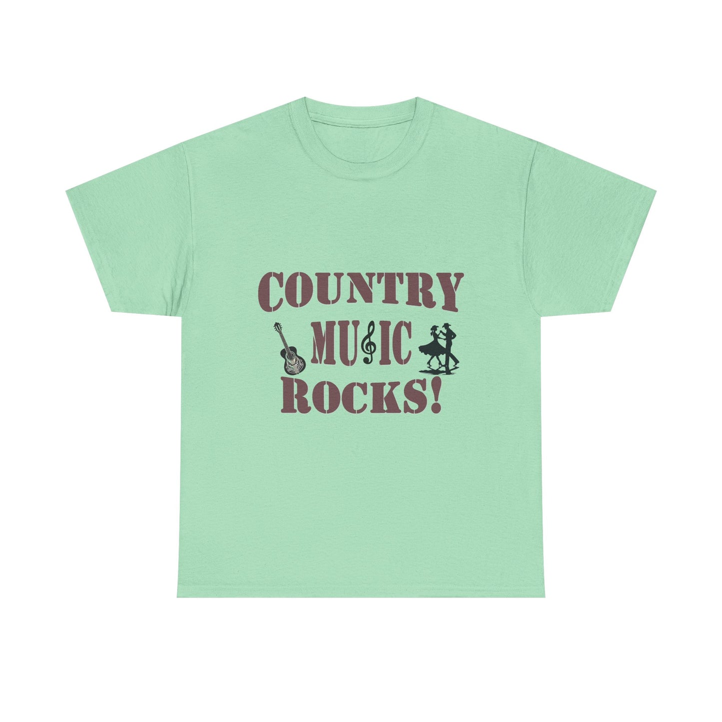 Music Nostalgia Country Music Rocks Unisex Cotton Tee, Artistic Typography Top, Retro Style Graphic Tee