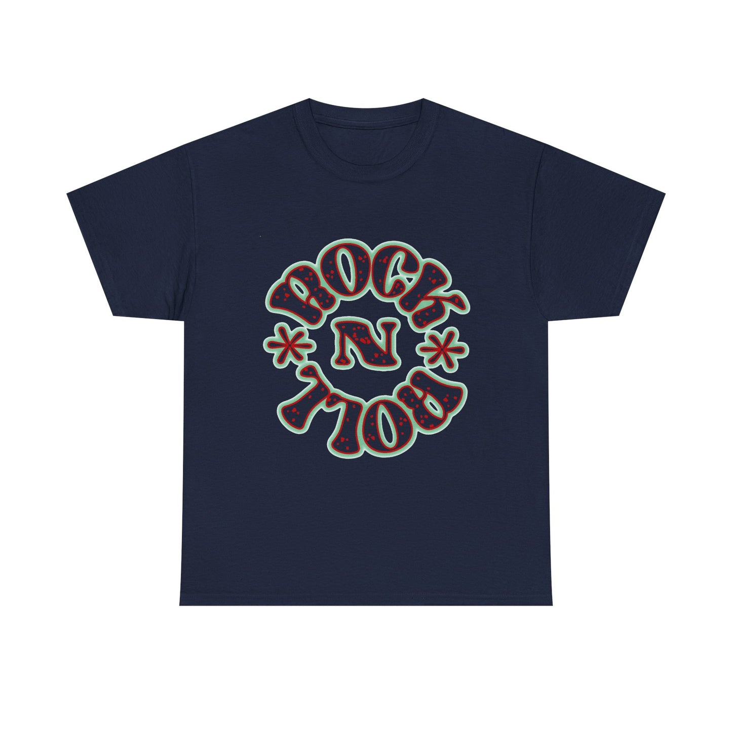 Music Nostalgia Rock N Roll Unisex Cotton Tee, Colorful Boho and Hippie Style Top, Artistic Typographic Design