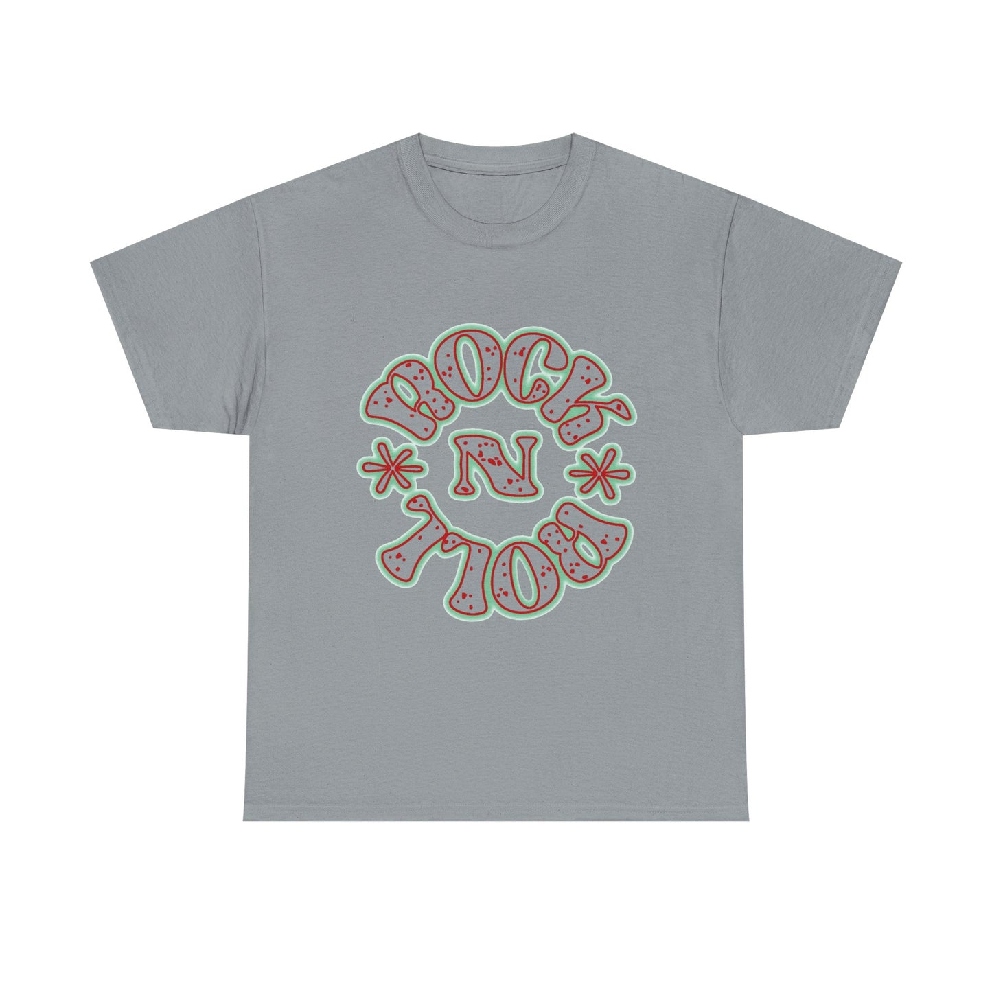 Music Nostalgia Rock N Roll Unisex Cotton Tee, Colorful Boho and Hippie Style Top, Artistic Typographic Design