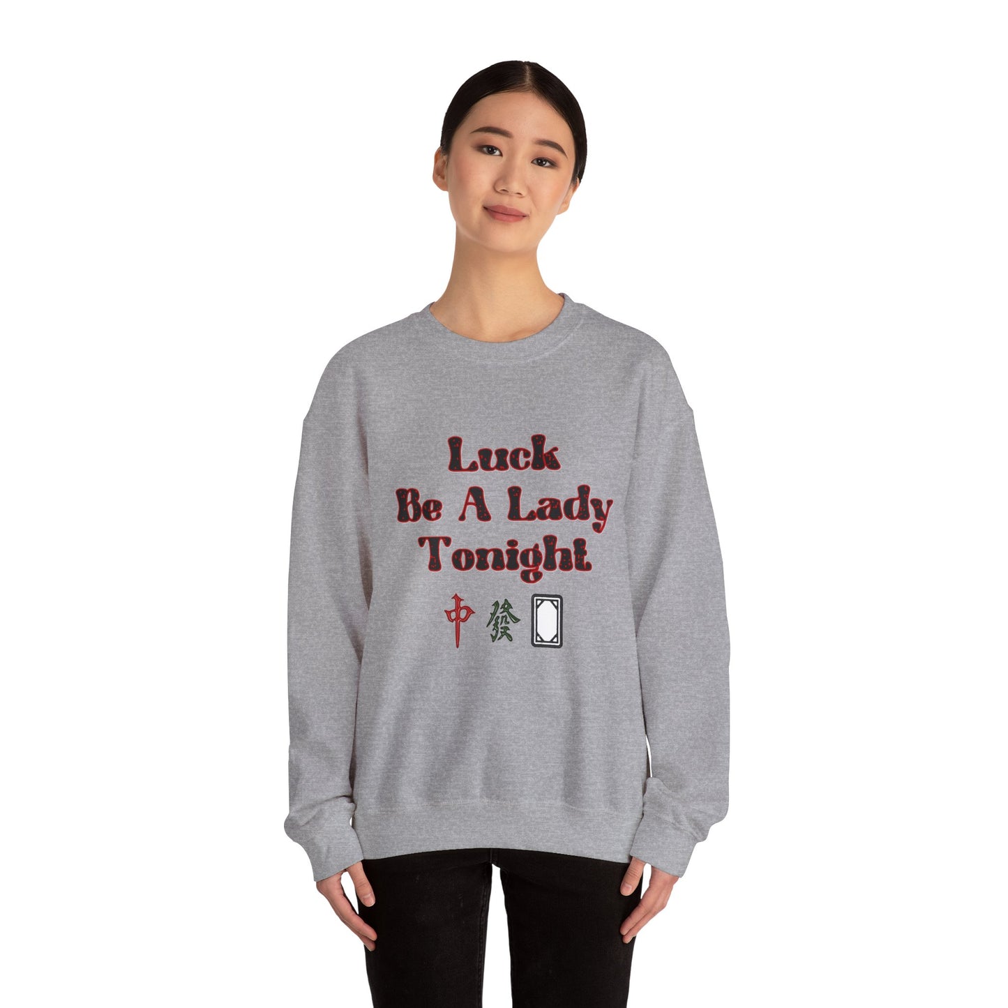 Boho Mahjong Inspired Unisex Sweatshirt, Gambler Metaphor Crewneck Jumper, Luck Be a Lady Pullover, Gift for Gamers, Vintage Style Sweater