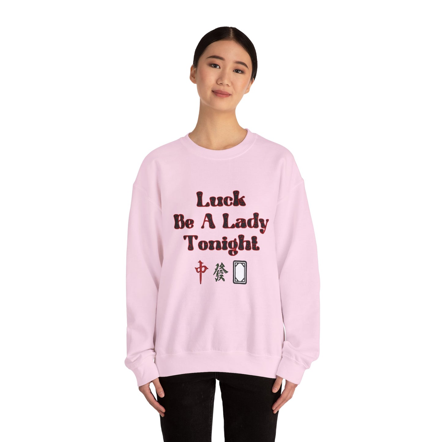 Boho Mahjong Inspired Unisex Sweatshirt, Gambler Metaphor Crewneck Jumper, Luck Be a Lady Pullover, Gift for Gamers, Vintage Style Sweater
