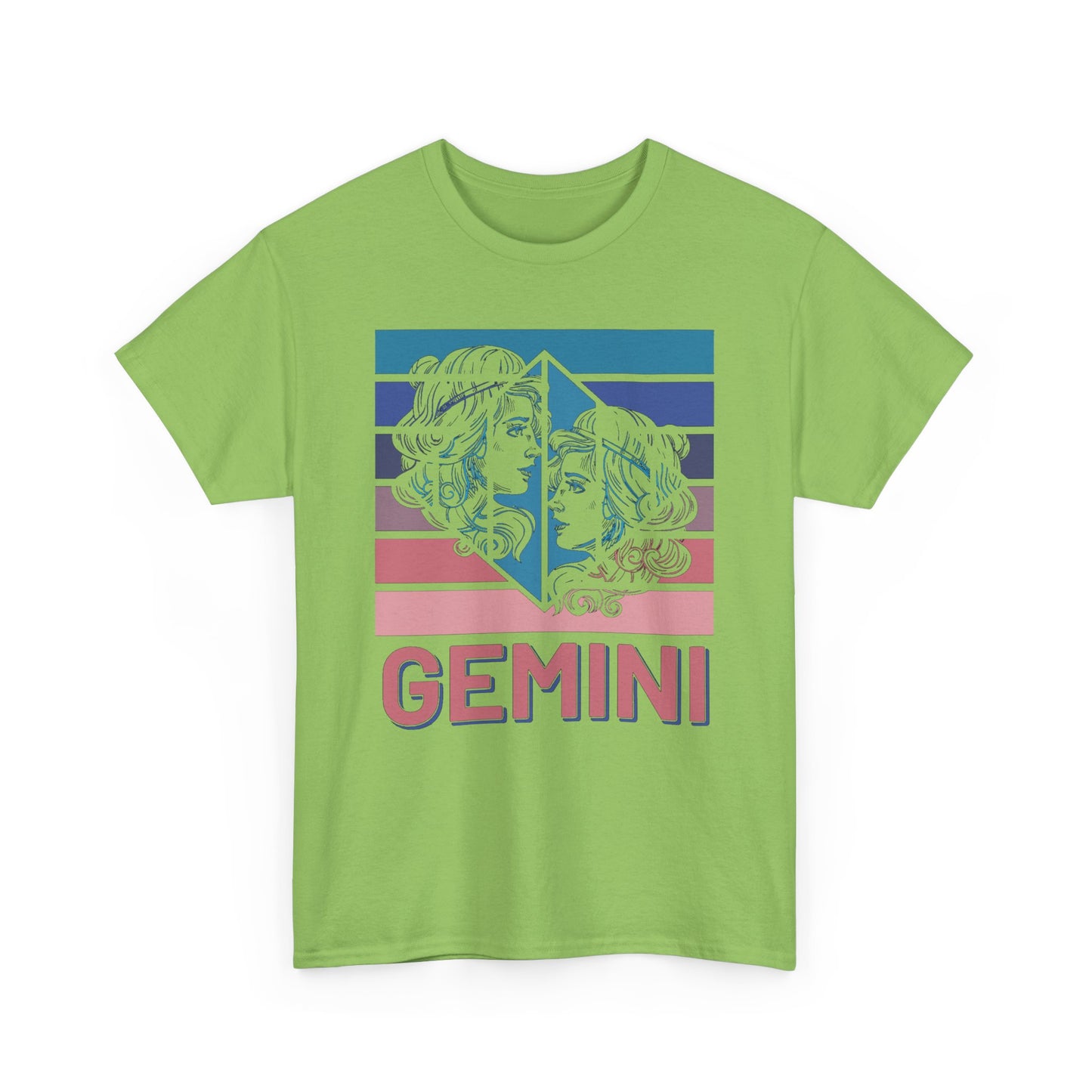 Gemini Zodiac Tee, Unisex Heavy Cotton Shirt for Astrology Lovers, Birthday Gift, Vintage Design, Retro Horoscope Style, Star Sign Apparel