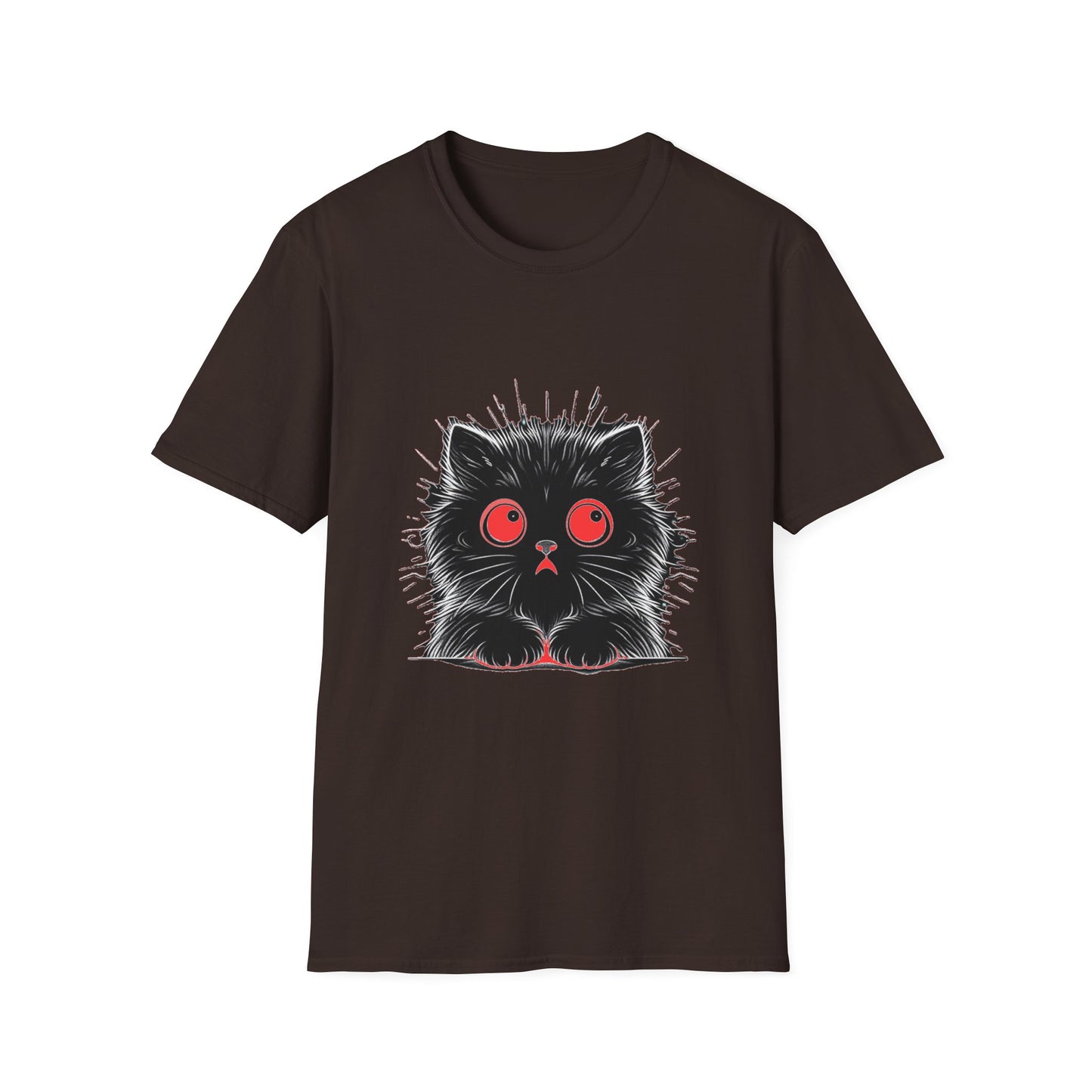 Cute Cat Face Unisex Soft-style T-Shirt, Scaredy Cat Face for Cat Ladies, Cat Moms and Cat Lovers Graphic Tee