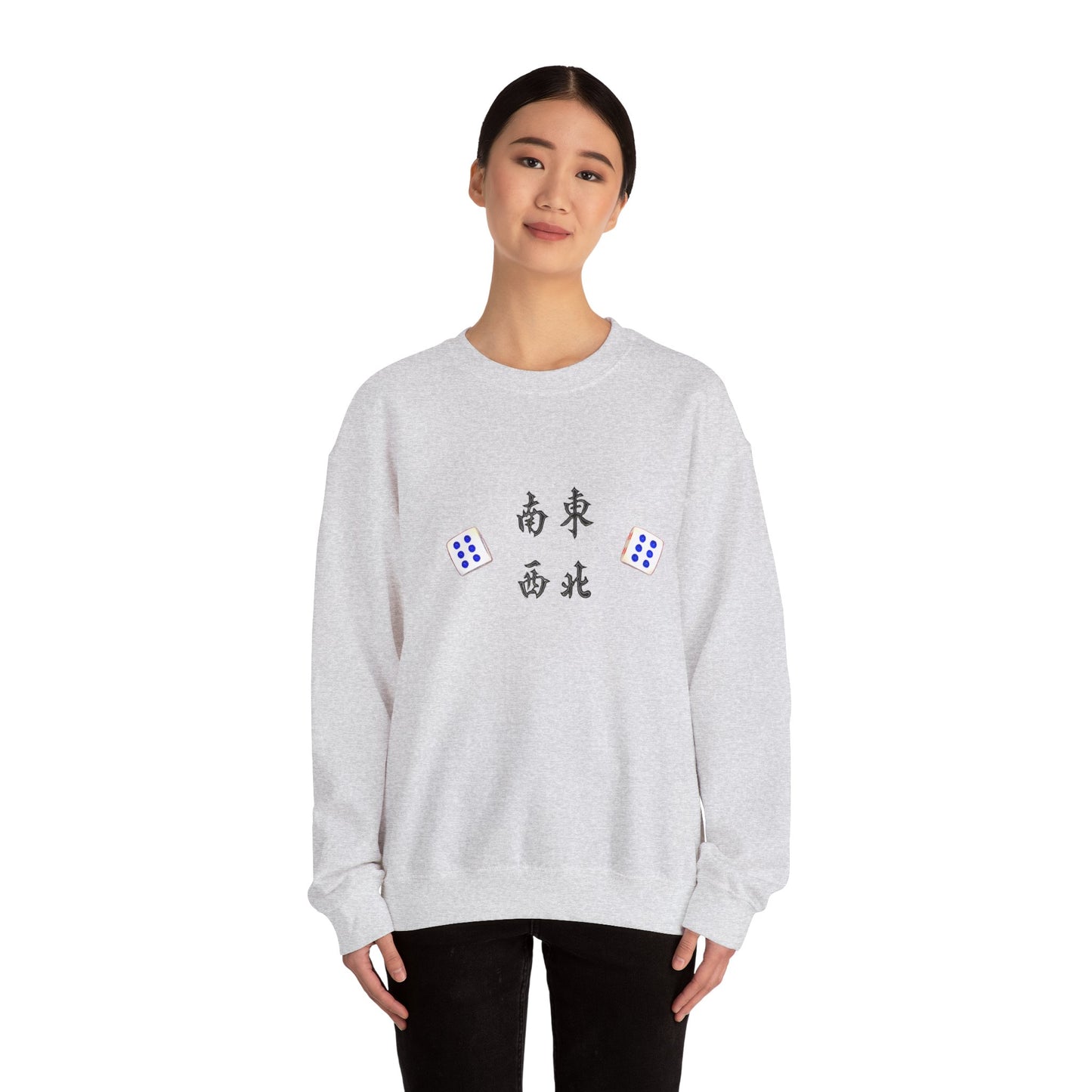Gambler's Metaphor Mahjong Tiles Unisex Sweatshirt, Dragon Winds Dice Design, Mahjong Enthusiast Gift, Cozy Jumper, Gamer Apparel