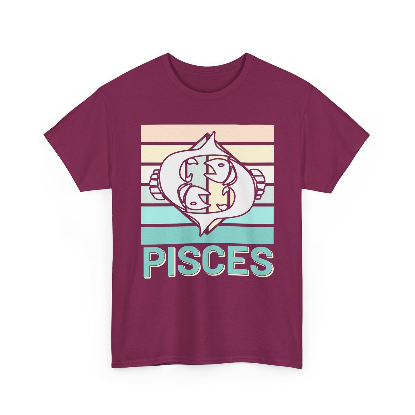 Pisces Zodiac Unisex Tee, Vintage Retro Astrology Sign Shirt, Horoscope Constellation Gift, Astro Lover Birthday Present, Heavy Cotton