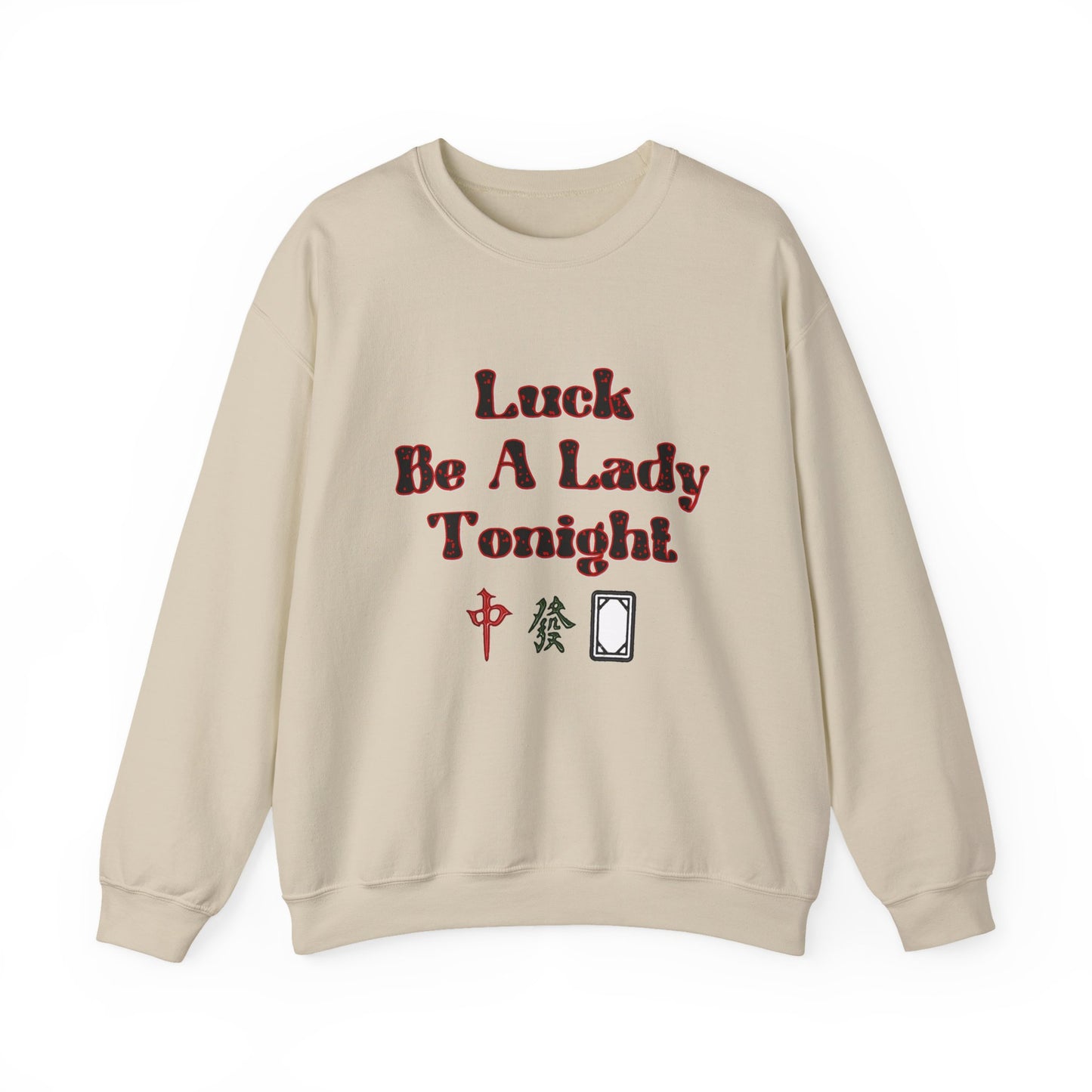 Boho Mahjong Inspired Unisex Sweatshirt, Gambler Metaphor Crewneck Jumper, Luck Be a Lady Pullover, Gift for Gamers, Vintage Style Sweater