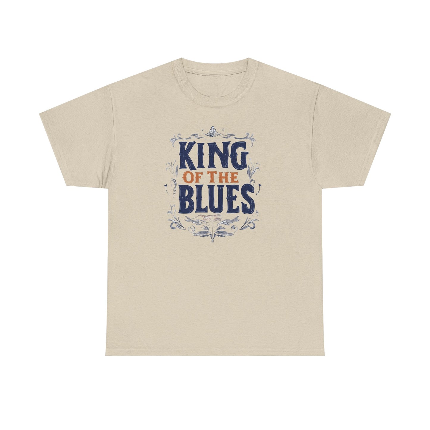 Music Nostalgia King Of The Blues Unisex Cotton Tee, Colorful Retro Style Top, Artistic Typographic Design Shirt