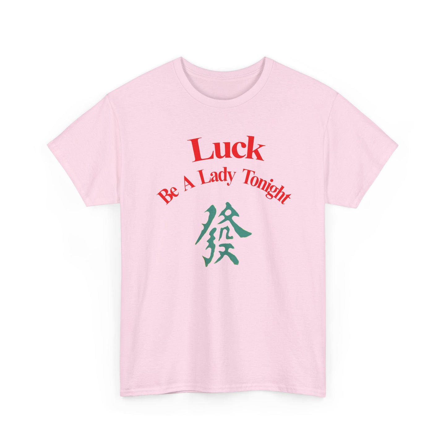 Mahjong Inspired, Luck Be A Lady Tonight Unisex Heavy Cotton Tee, Casual Wear, Green Dragon, Vintage Vibes, Festive T-Shirt, Statement Tee