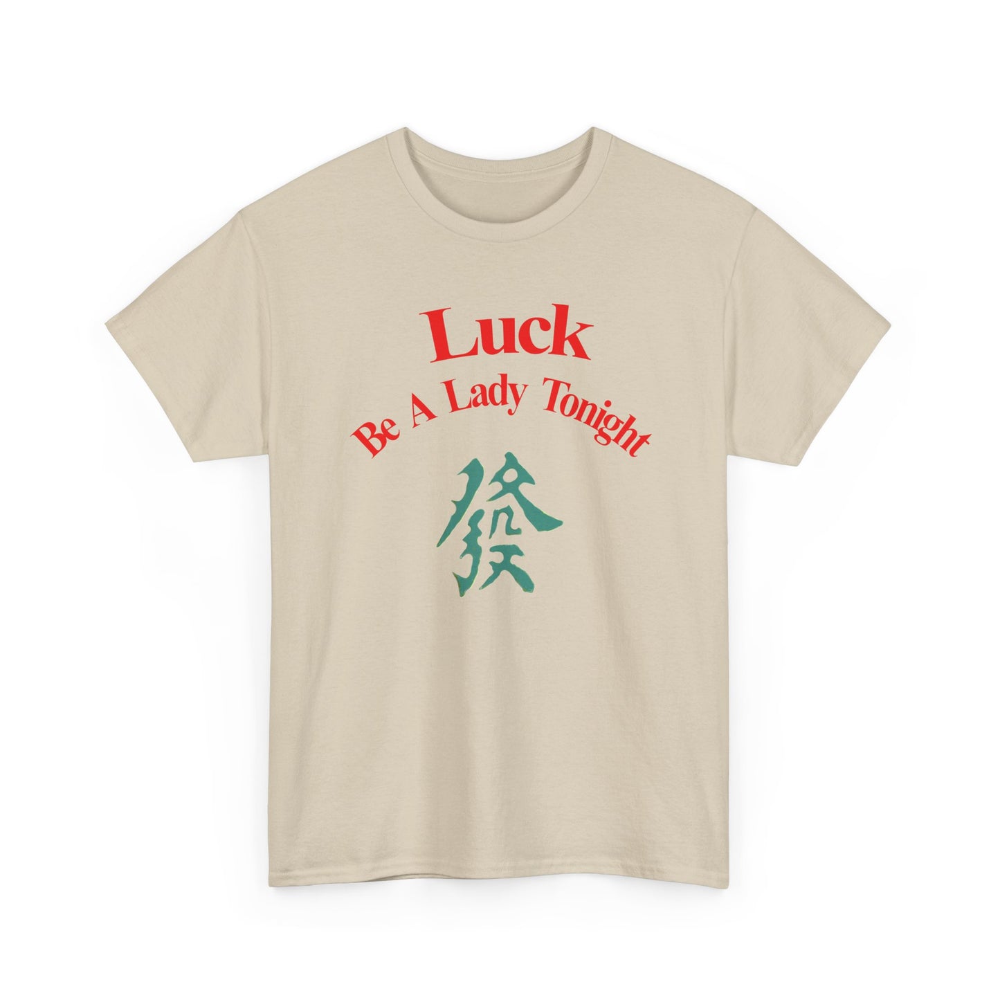 Mahjong Inspired, Luck Be A Lady Tonight Unisex Heavy Cotton Tee, Casual Wear, Green Dragon, Vintage Vibes, Festive T-Shirt, Statement Tee