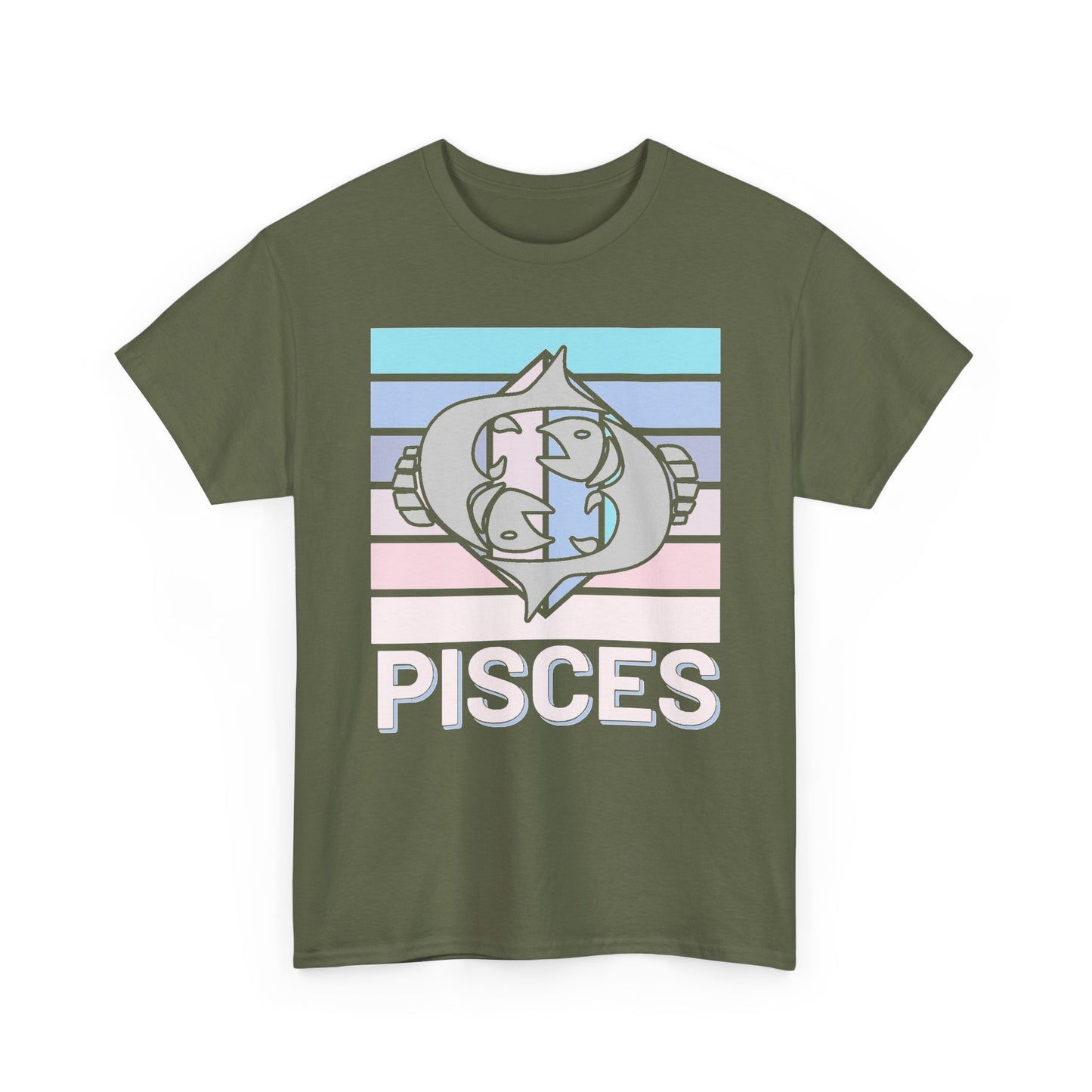 Pisces Retro Tee, Vintage Zodiac T-Shirt, Astrology Unisex Shirt, Horoscope Design, Heavy Cotton Top, Retro Pisces Shirt