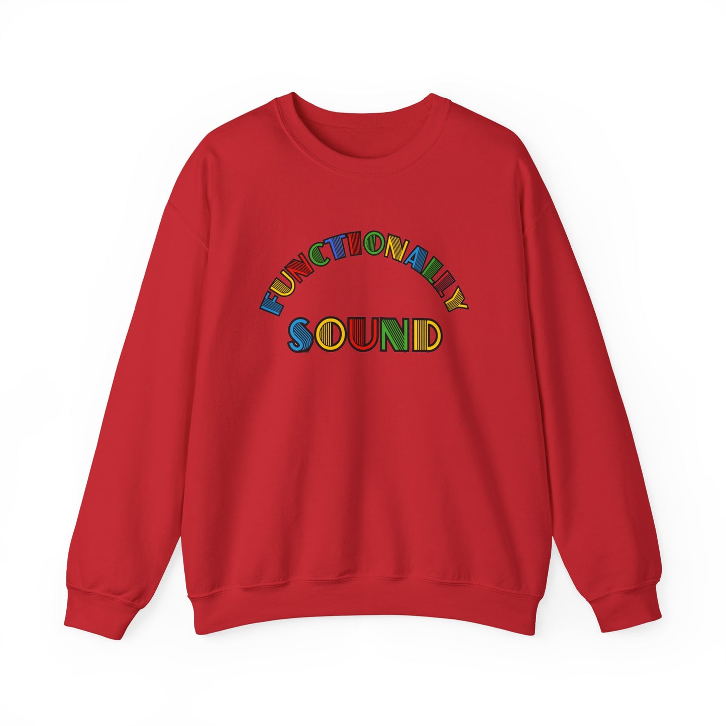 Colorful Typography, 'Functionality Sound' Sweatshirt, Cozy Crewneck, Unisex Gift, Music Lover Apparel, Casual Wear, Birthday Present