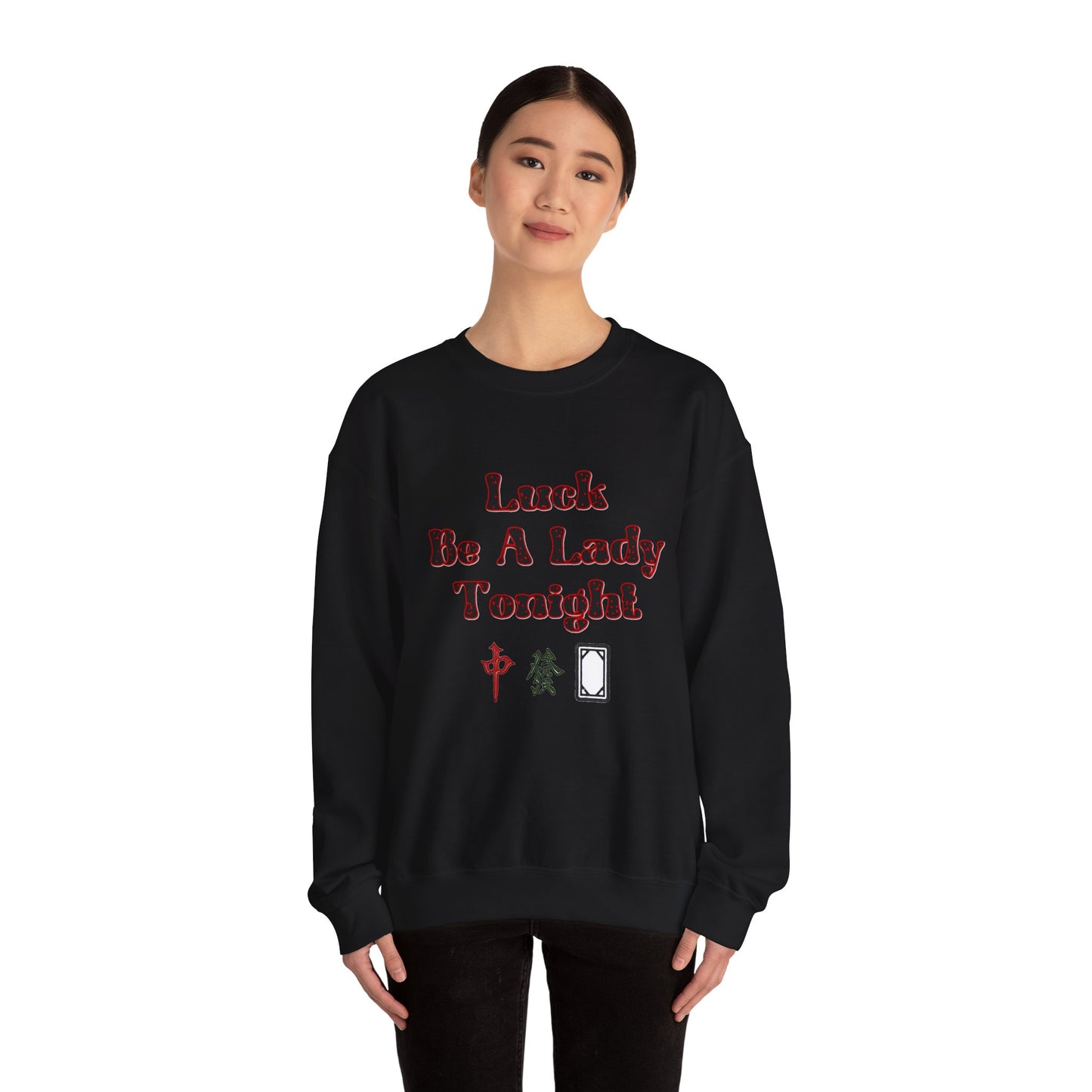 Boho Mahjong Inspired Unisex Sweatshirt, Gambler Metaphor Crewneck Jumper, Luck Be a Lady Pullover, Gift for Gamers, Vintage Style Sweater