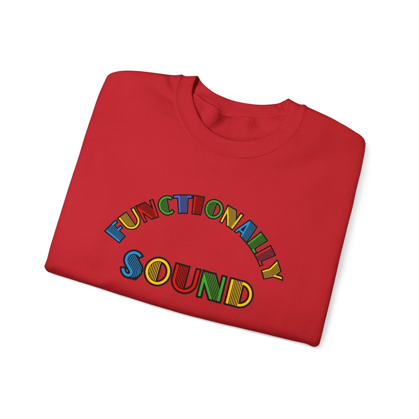 Colorful Typography, 'Functionality Sound' Sweatshirt, Cozy Crewneck, Unisex Gift, Music Lover Apparel, Casual Wear, Birthday Present