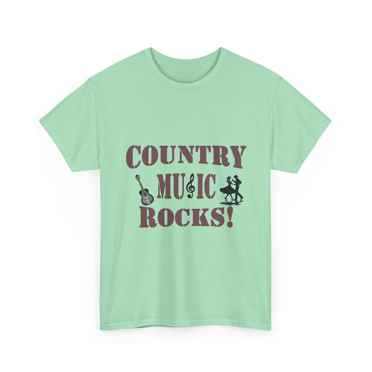 Music Nostalgia Country Music Rocks Unisex Cotton Tee, Artistic Typography Top, Retro Style Graphic Tee