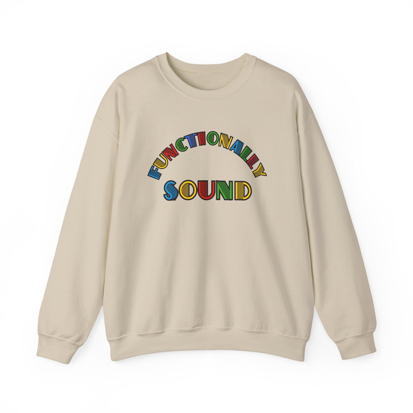 Colorful Typography, 'Functionality Sound' Sweatshirt, Cozy Crewneck, Unisex Gift, Music Lover Apparel, Casual Wear, Birthday Present