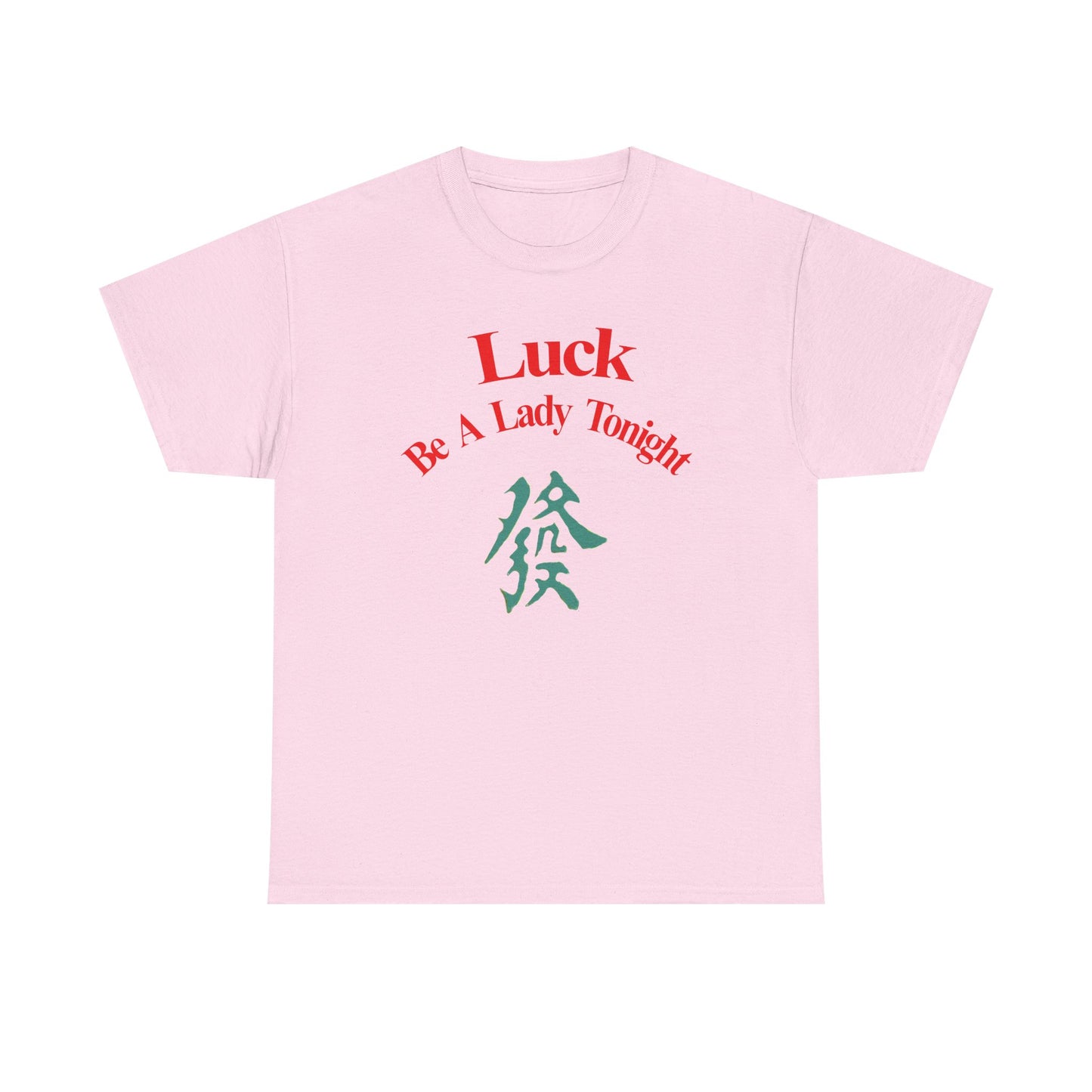 Mahjong Inspired, Luck Be A Lady Tonight Unisex Heavy Cotton Tee, Casual Wear, Green Dragon, Vintage Vibes, Festive T-Shirt, Statement Tee