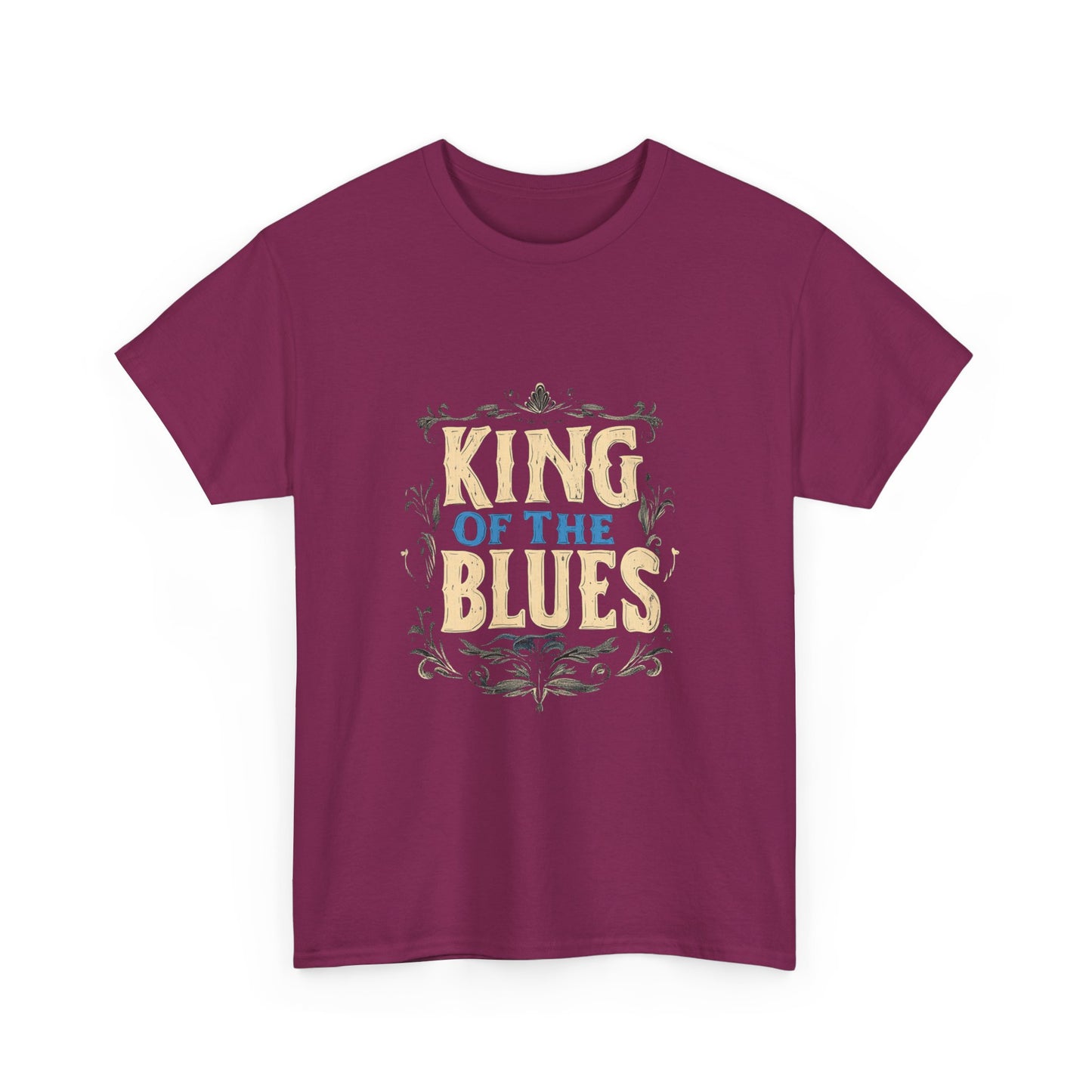 Music Nostalgia King Of The Blues Unisex Cotton Tee, Colorful Retro Style Top, Artistic Typographic Design Shirt