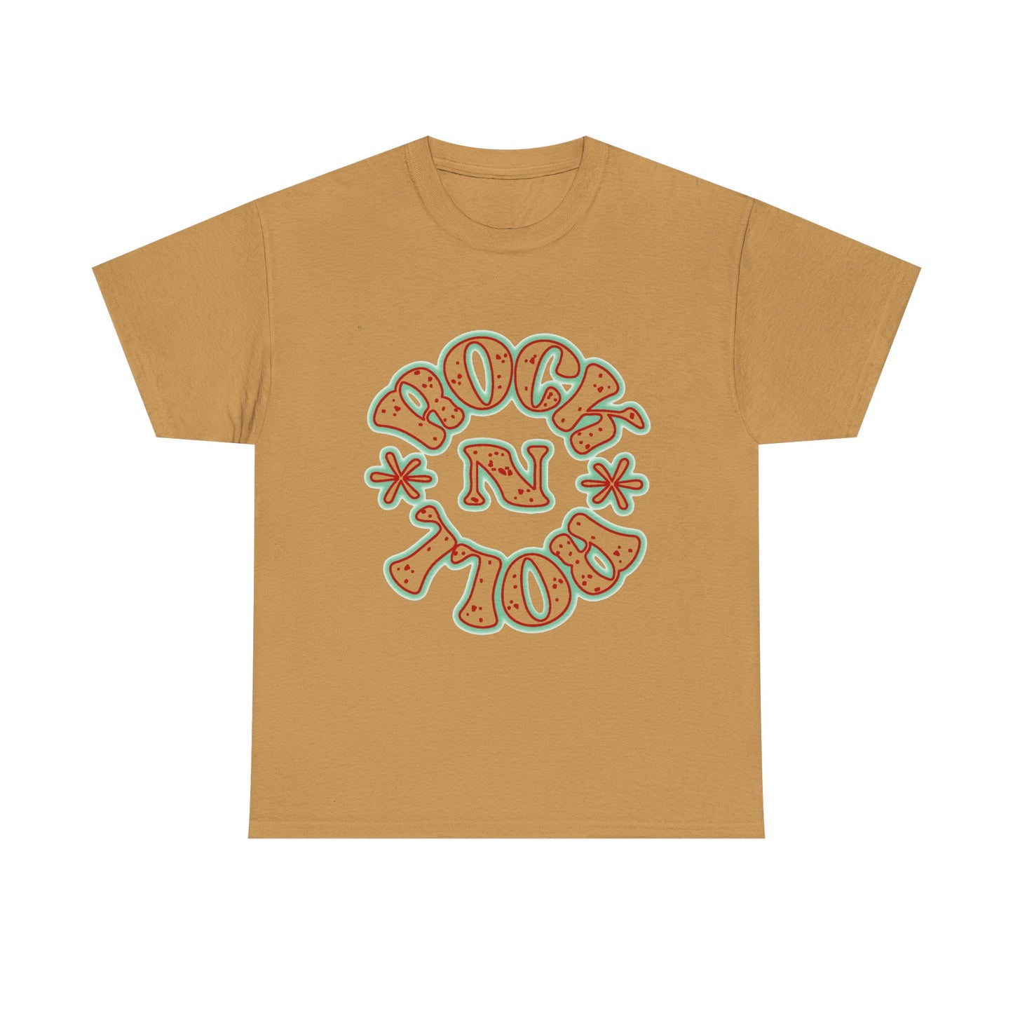 Music Nostalgia Rock N Roll Unisex Cotton Tee, Colorful Boho and Hippie Style Top, Artistic Typographic Design