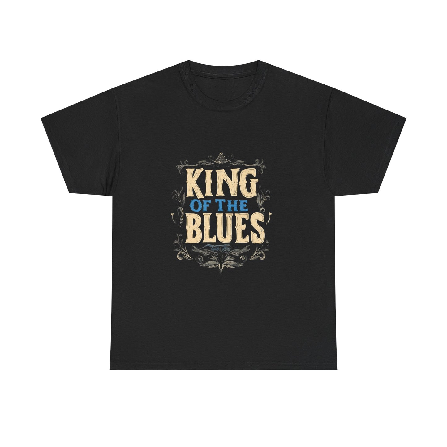 Music Nostalgia King Of The Blues Unisex Cotton Tee, Colorful Retro Style Top, Artistic Typographic Design Shirt