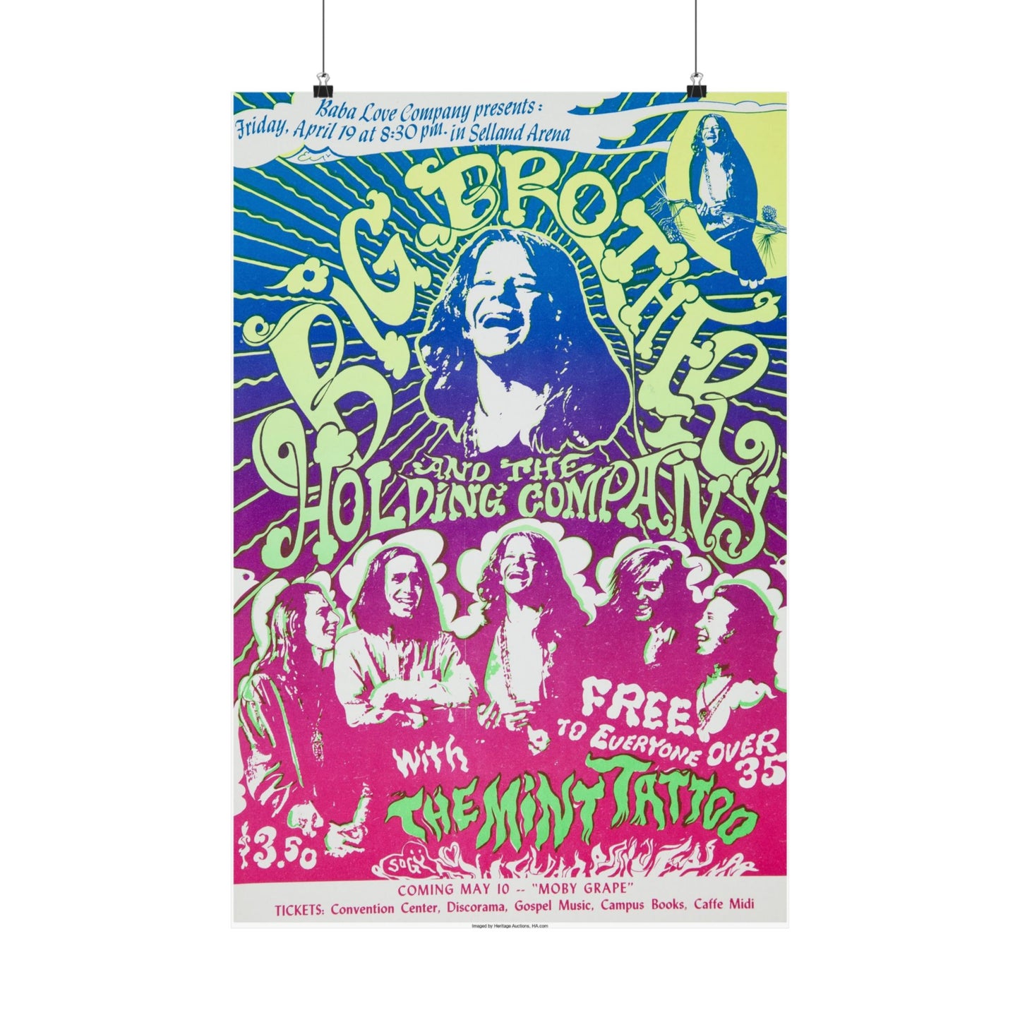 Authentic Concert Posters, Vintage 1968 Janis Joplin Fresno CA Concert Wall Art, Psychedelic, Collectors' Item