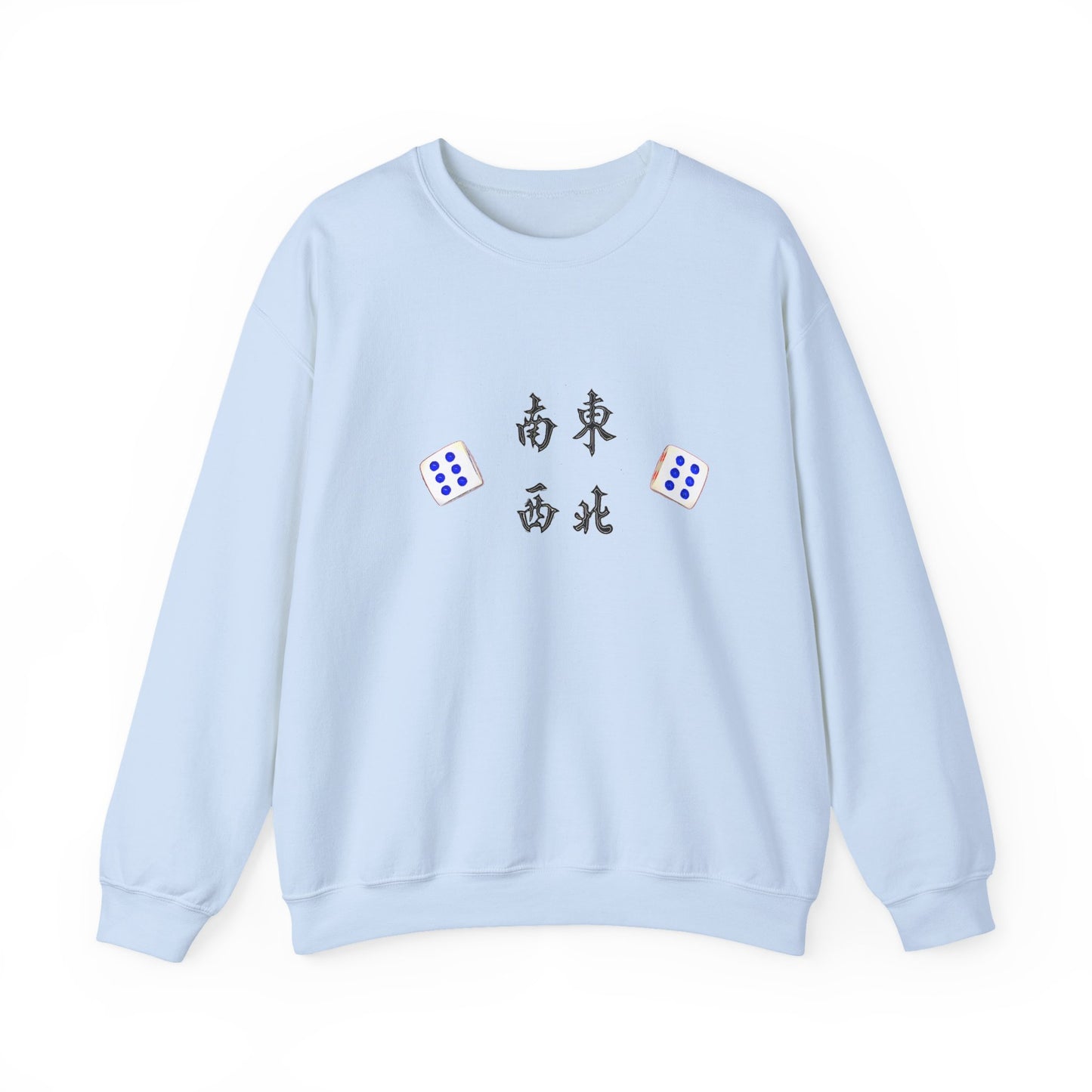 Gambler's Metaphor Mahjong Tiles Unisex Sweatshirt, Dragon Winds Dice Design, Mahjong Enthusiast Gift, Cozy Jumper, Gamer Apparel