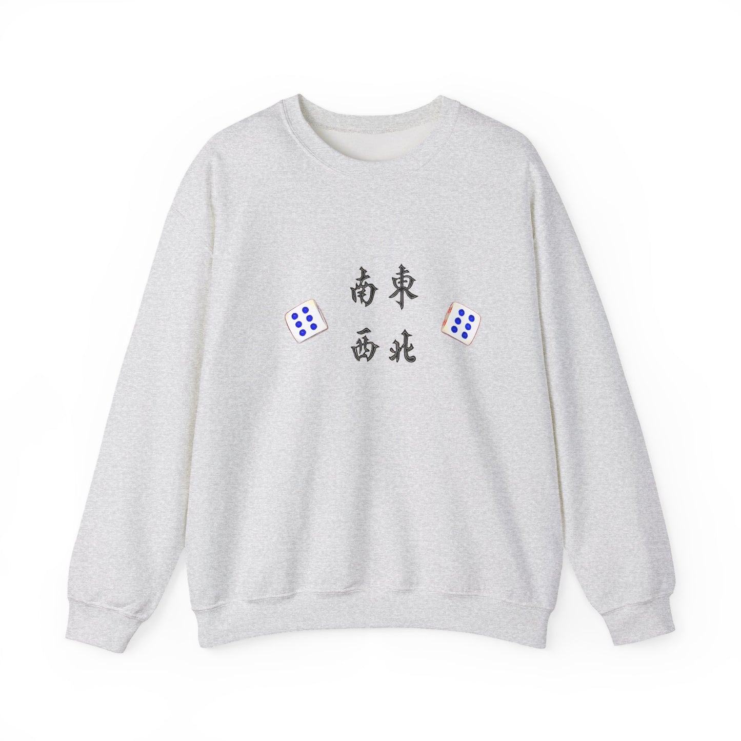 Gambler's Metaphor Mahjong Tiles Unisex Sweatshirt, Dragon Winds Dice Design, Mahjong Enthusiast Gift, Cozy Jumper, Gamer Apparel