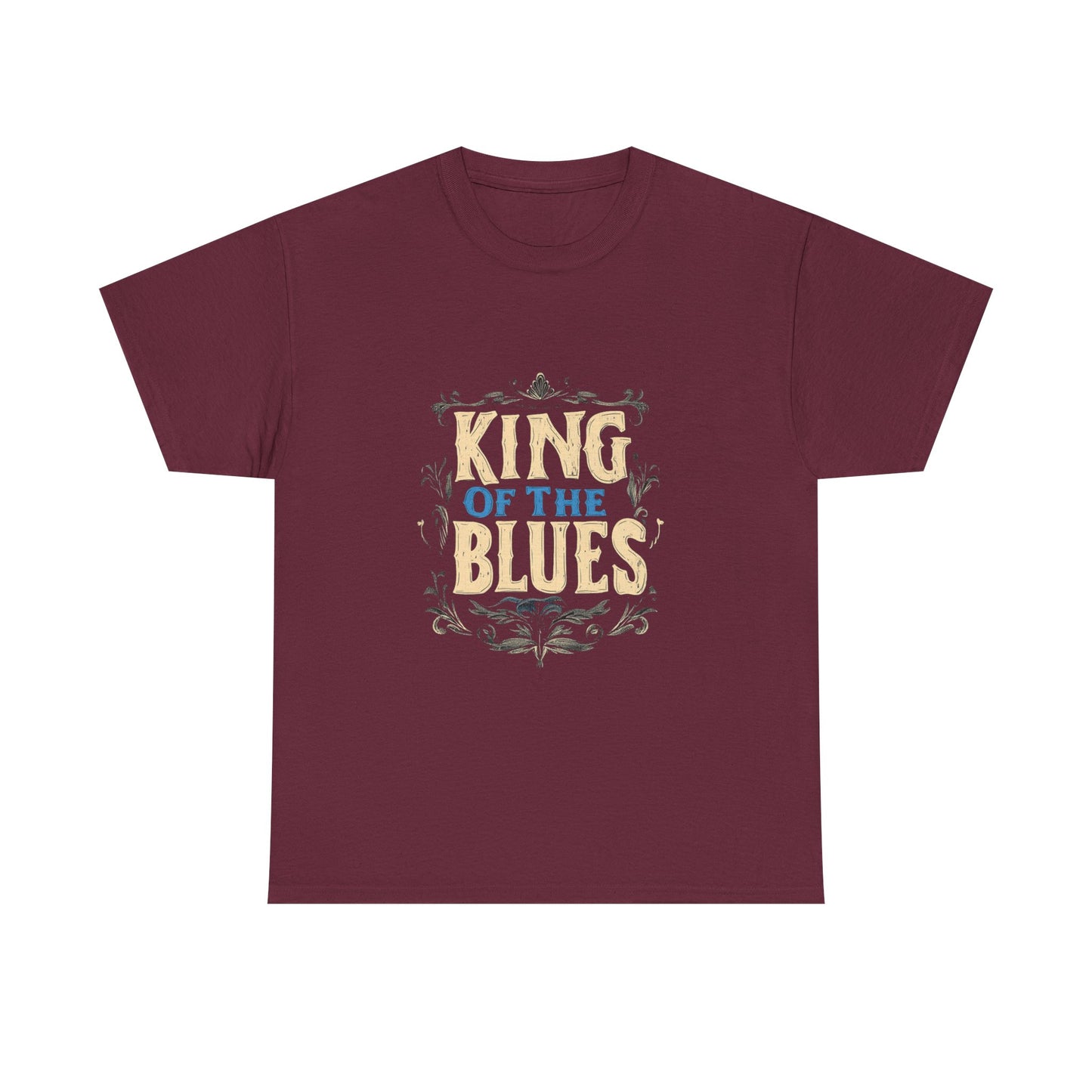 Music Nostalgia King Of The Blues Unisex Cotton Tee, Colorful Retro Style Top, Artistic Typographic Design Shirt