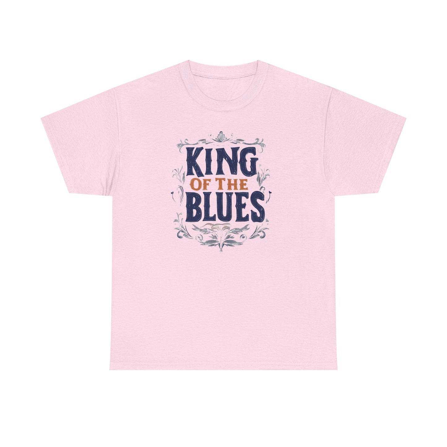 Music Nostalgia King Of The Blues Unisex Cotton Tee, Colorful Retro Style Top, Artistic Typographic Design Shirt