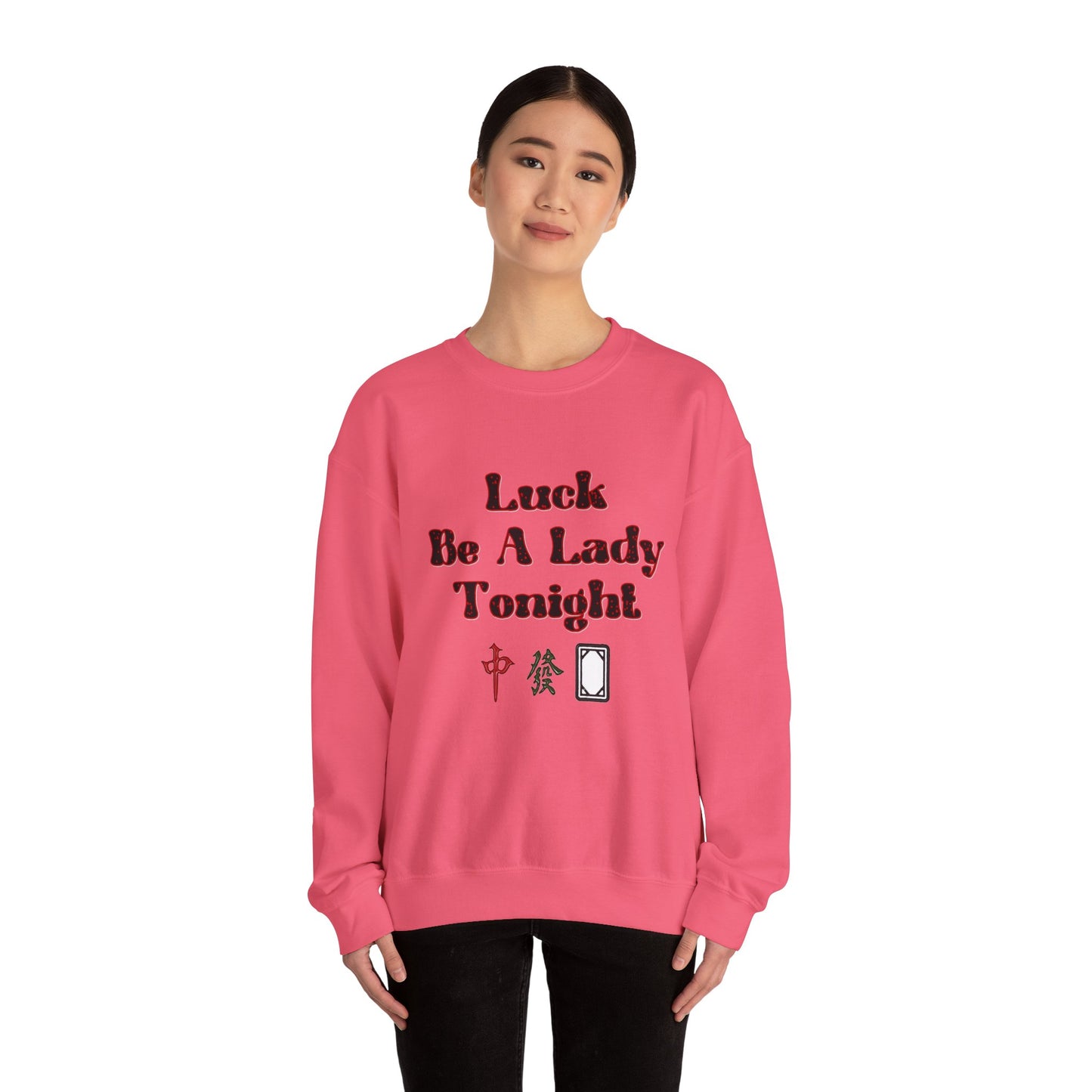 Boho Mahjong Inspired Unisex Sweatshirt, Gambler Metaphor Crewneck Jumper, Luck Be a Lady Pullover, Gift for Gamers, Vintage Style Sweater