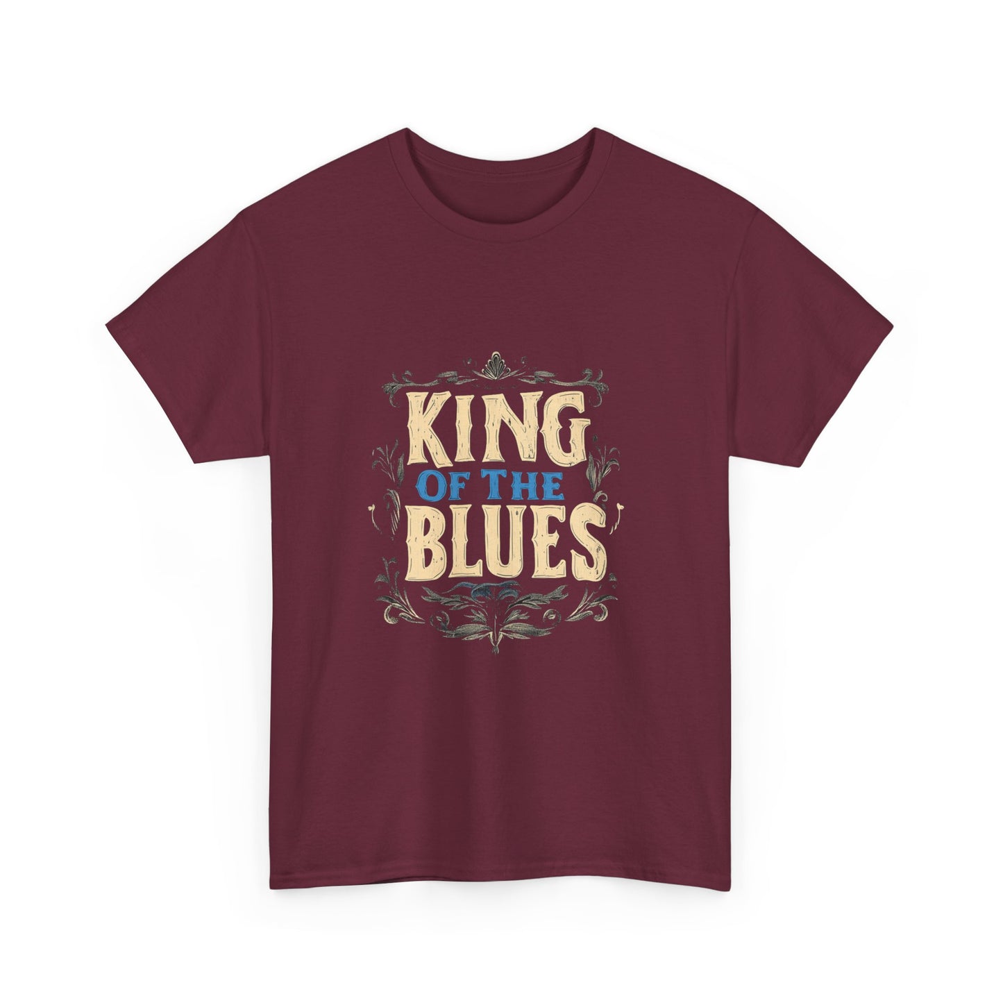 Music Nostalgia King Of The Blues Unisex Cotton Tee, Colorful Retro Style Top, Artistic Typographic Design Shirt