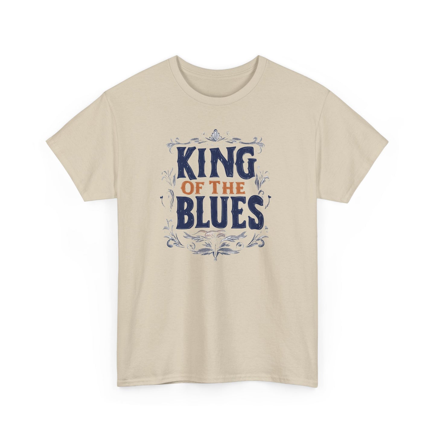 Music Nostalgia King Of The Blues Unisex Cotton Tee, Colorful Retro Style Top, Artistic Typographic Design Shirt