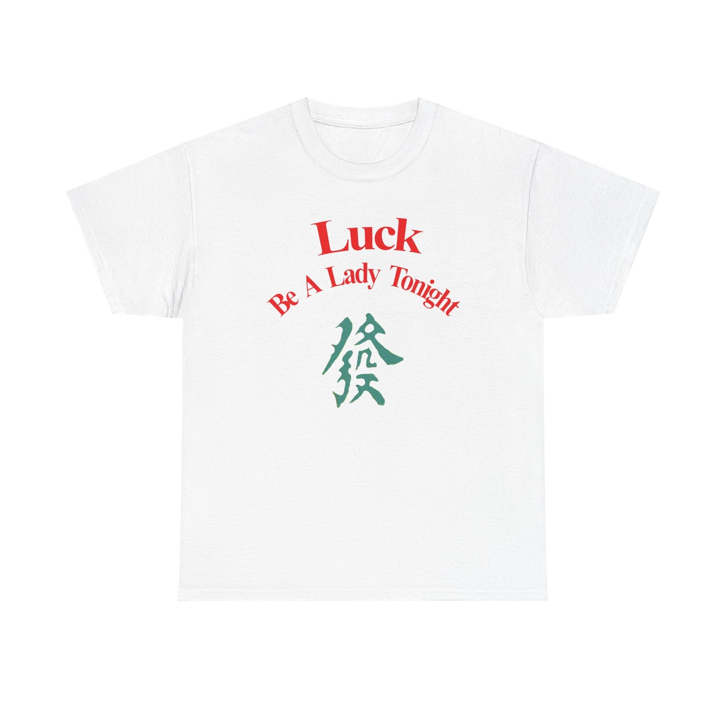 Mahjong Inspired, Luck Be A Lady Tonight Unisex Heavy Cotton Tee, Casual Wear, Green Dragon, Vintage Vibes, Festive T-Shirt, Statement Tee