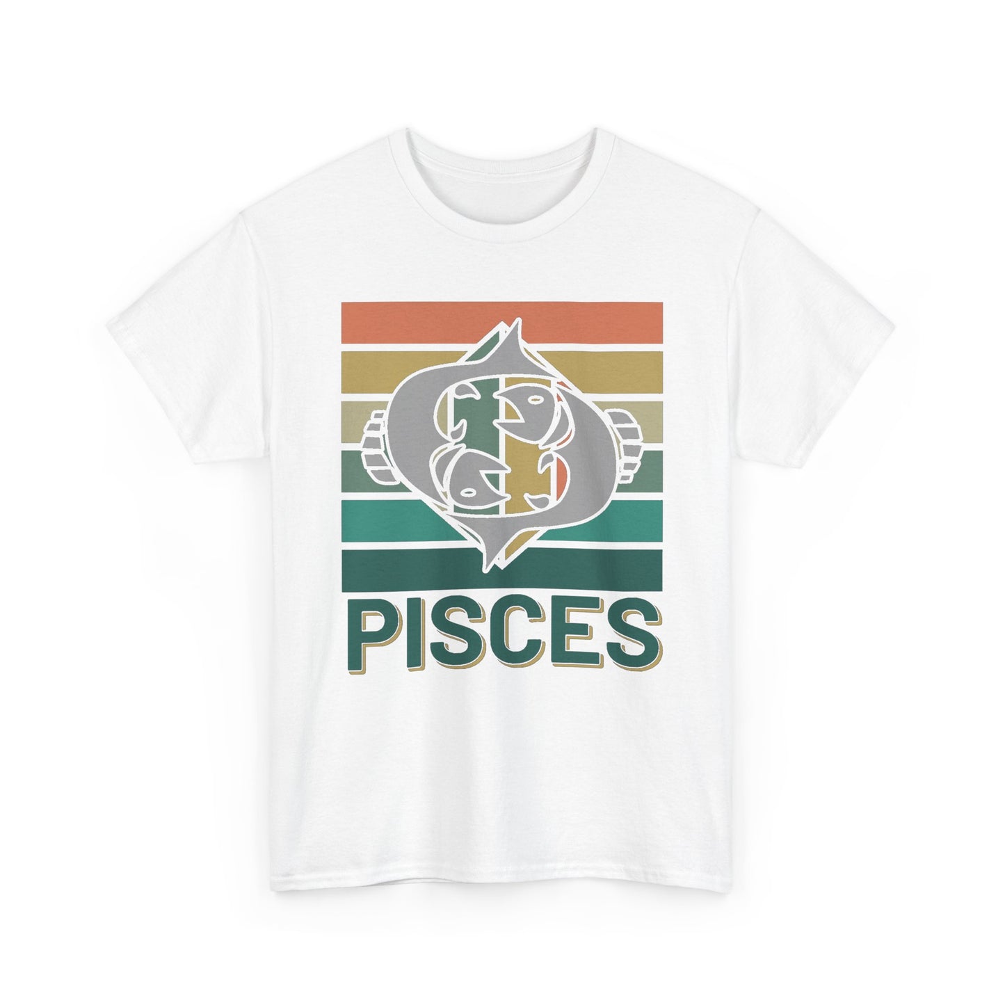 Pisces Tee, Retro Vintage Unisex T-shirt, Astrology Sign Shirt, Zodiac Design Top, Heavy Cotton Clothing, Horoscope Gift