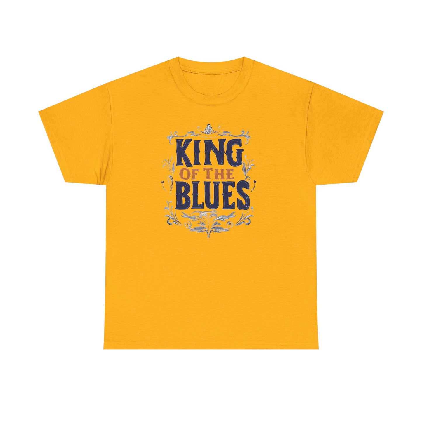 Music Nostalgia King Of The Blues Unisex Cotton Tee, Colorful Retro Style Top, Artistic Typographic Design Shirt
