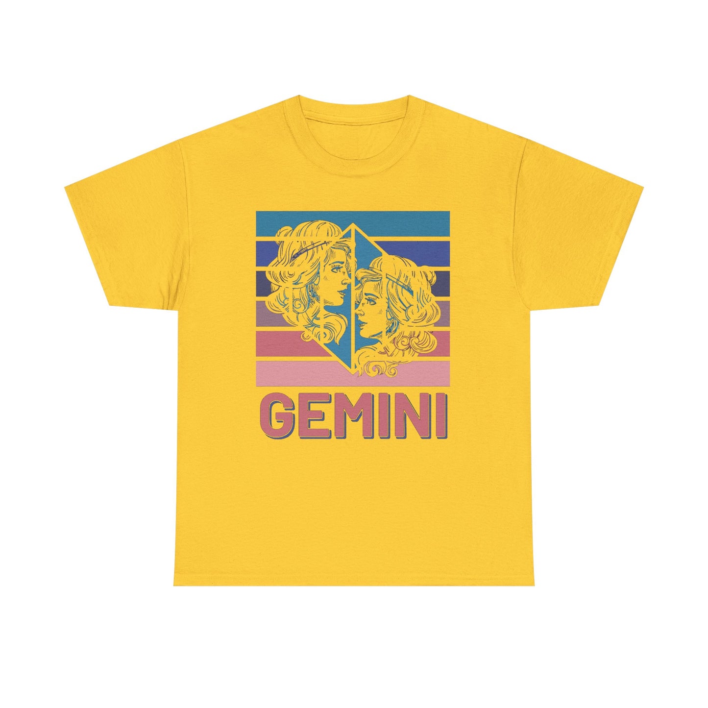 Gemini Zodiac Tee, Unisex Heavy Cotton Shirt for Astrology Lovers, Birthday Gift, Vintage Design, Retro Horoscope Style, Star Sign Apparel
